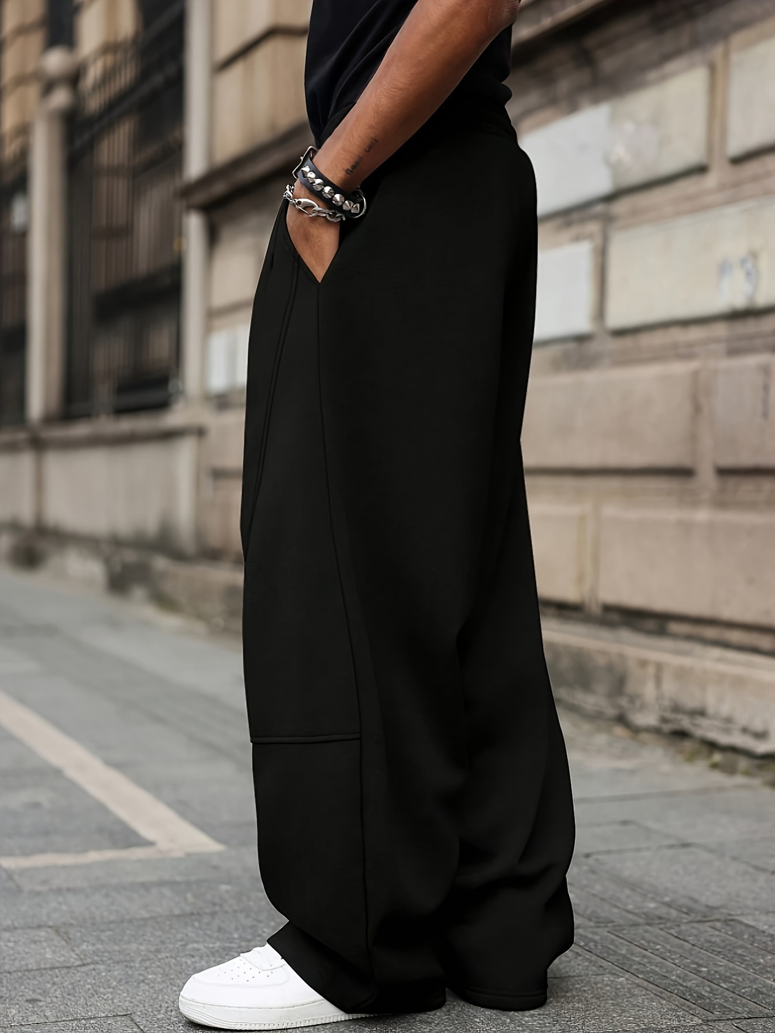 Image of Dockstreet Solid Men Black Track Pants