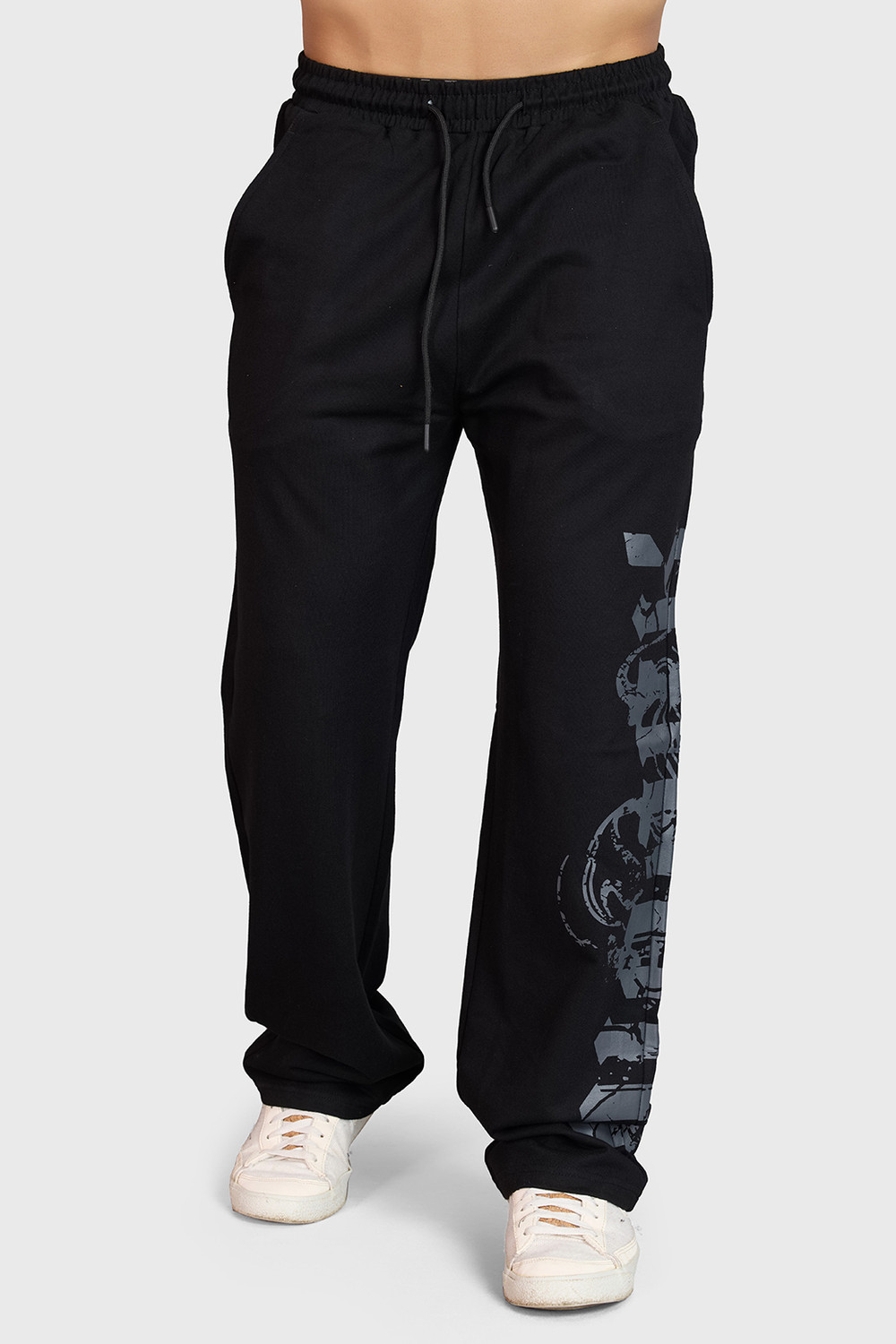 Image of FuaarK Graphic Print Men Black Track Pants