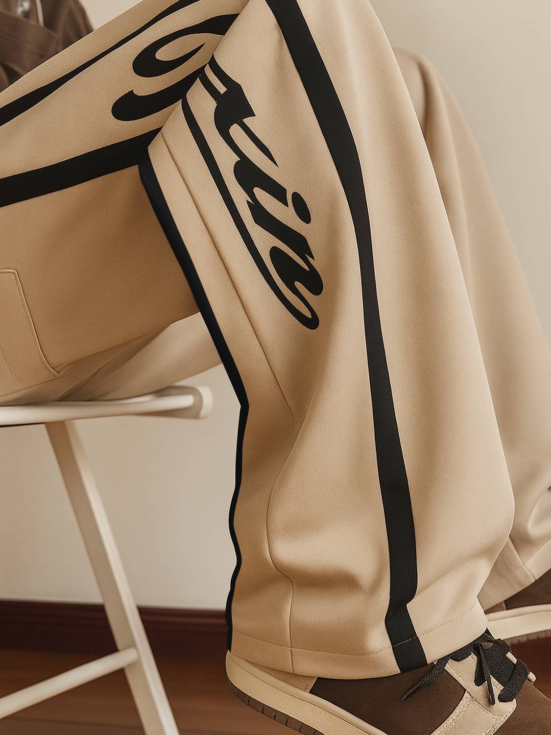 Jump Cuts Men Beige Track Pants - Image 3