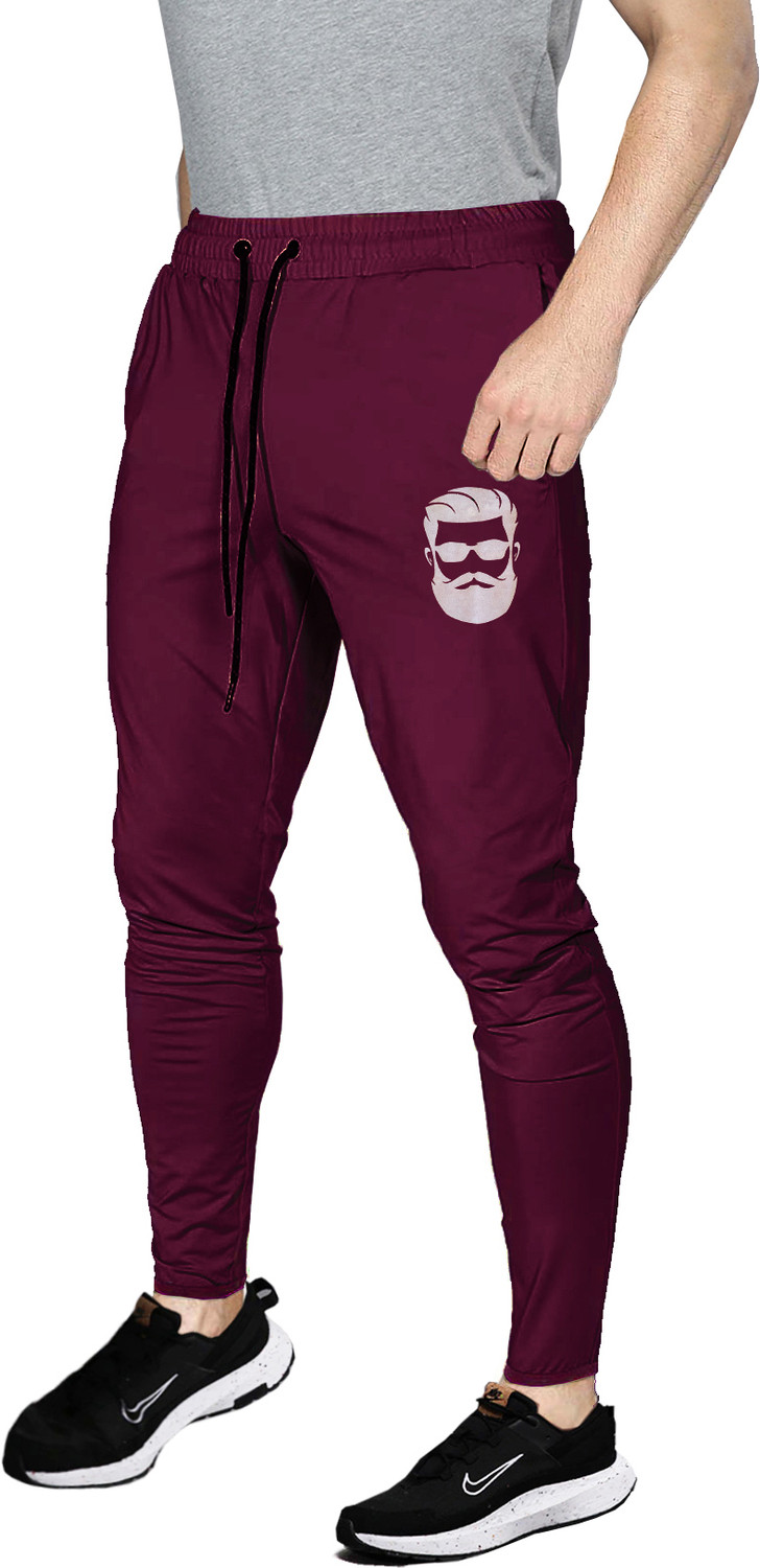 Image of AVOLT Printed Men Maroon Track Pants