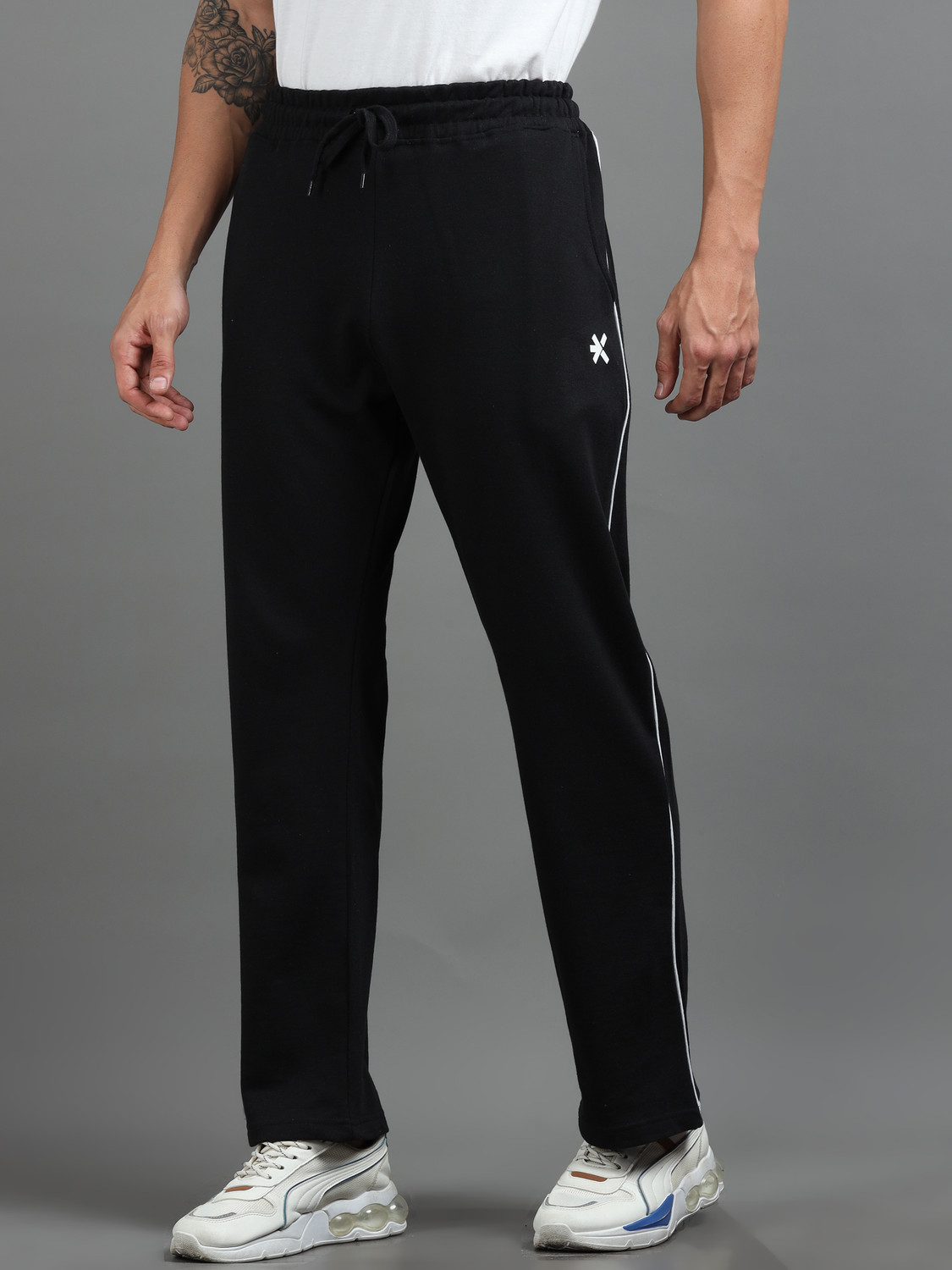 Image of HRX by Hrithik Roshan Men Solid Black Track Pants