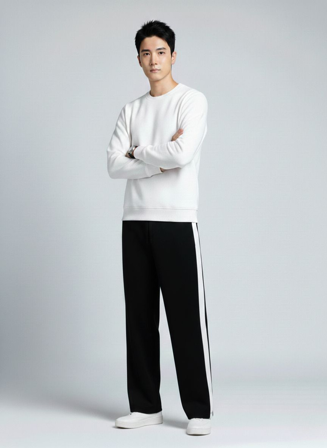Image of STITCHCOUNTER Solid Men White, Black Track Pants