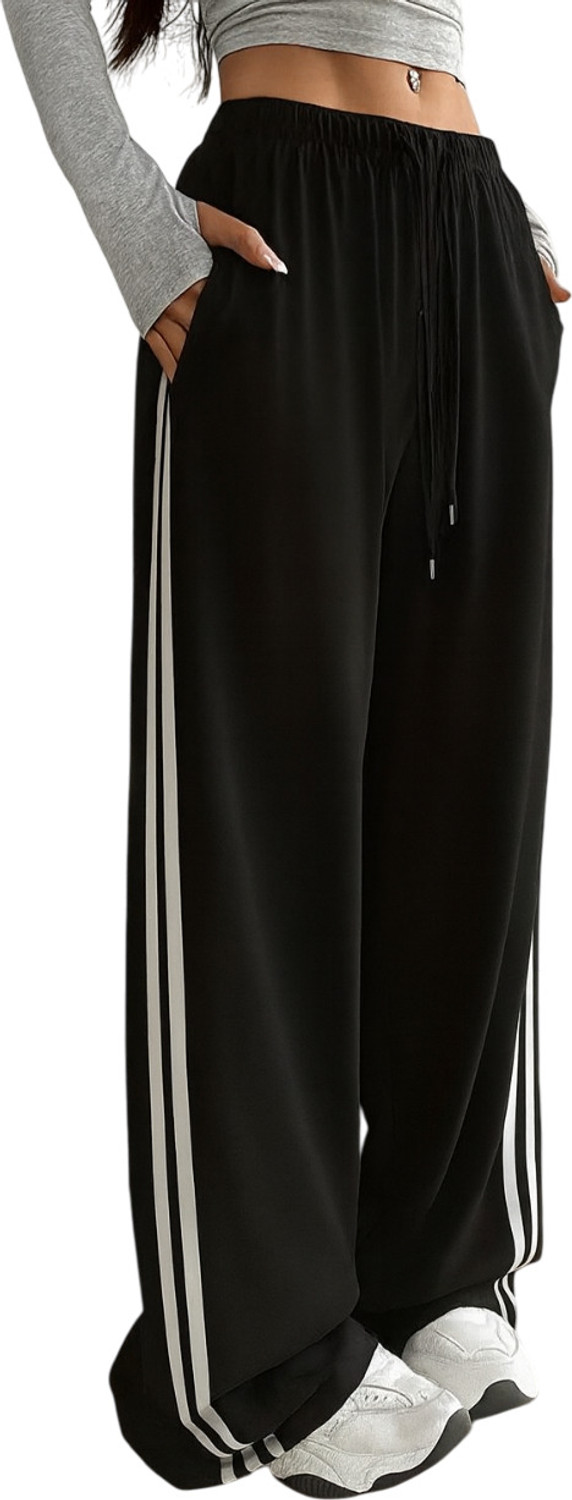 Image of Dockstreet Striped Men Black Track Pants