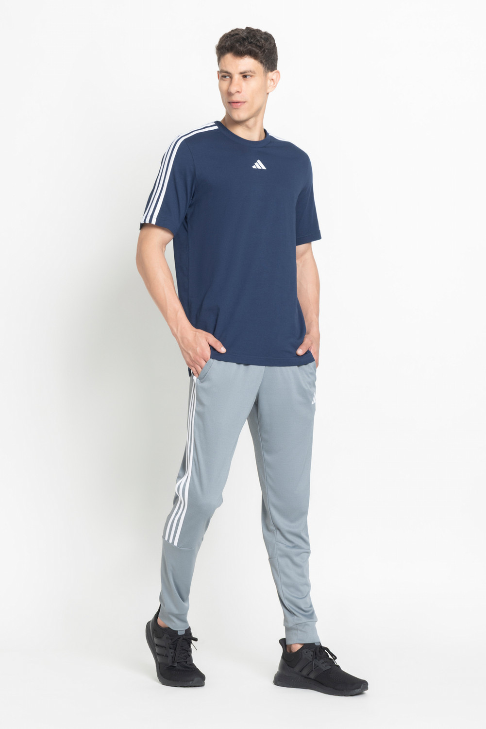 Image of ADIDAS Striped Men Grey Track Pants