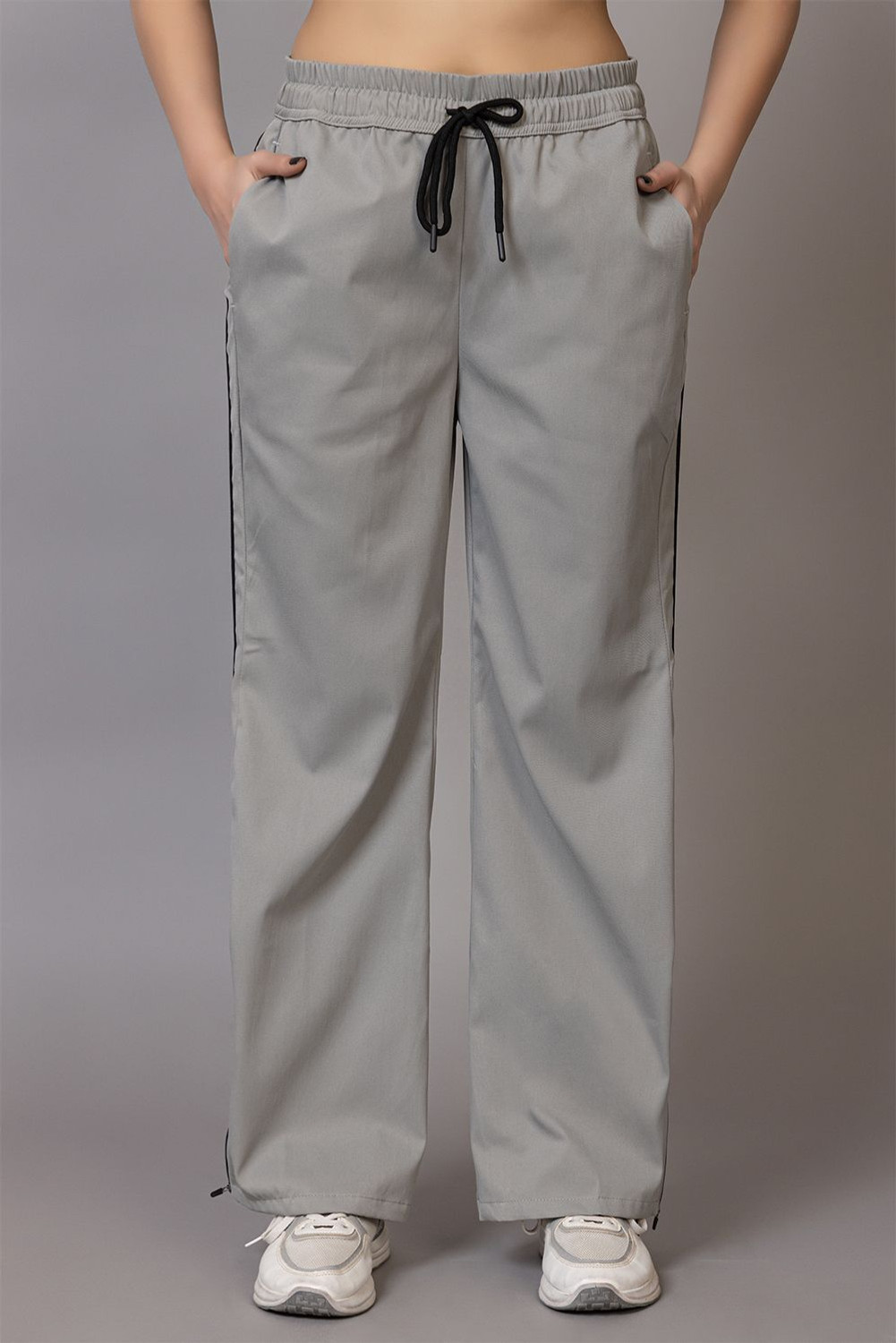Image of BAYSTREET Striped Women Grey Track Pants