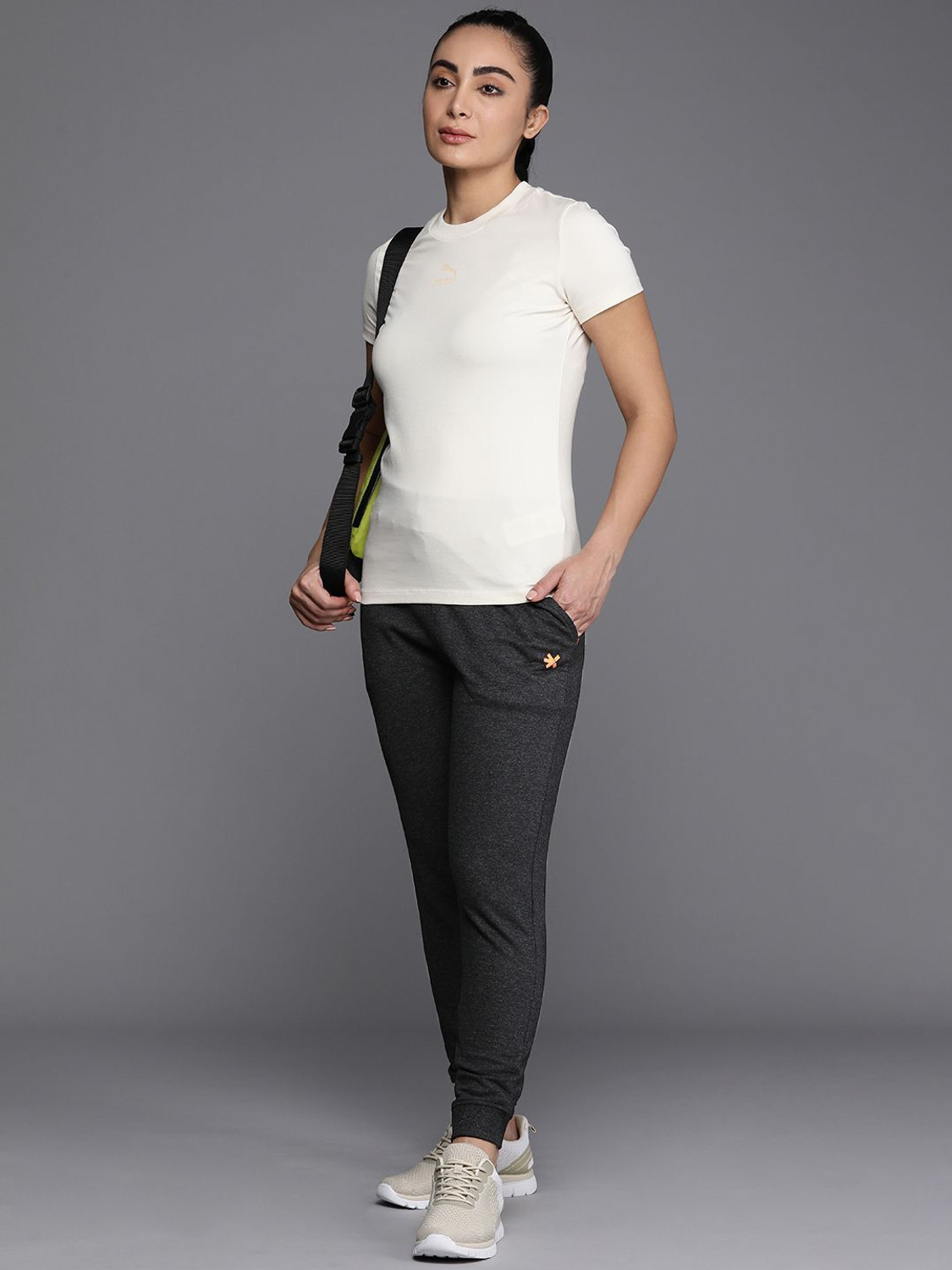 Image of HRX by Hrithik Roshan Printed Women Grey, Black Track Pants