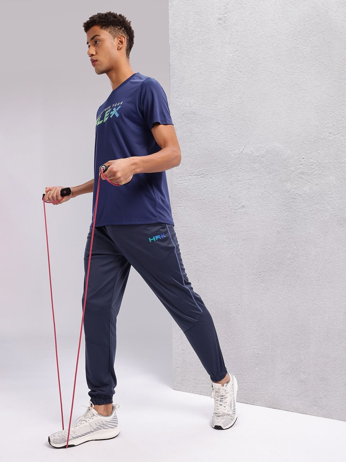 Image of HRX by Hrithik Roshan Colorblock Men Blue Track Pants