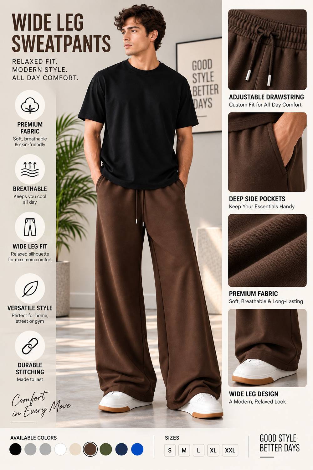 Sanvali Saloni Solid Men Brown Track Pants - Image 5