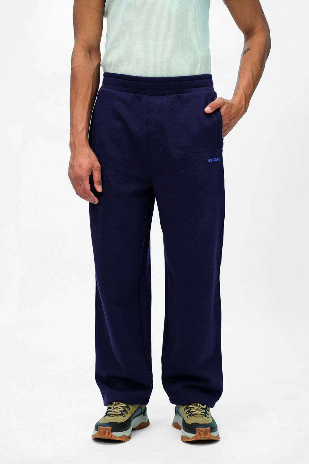 Image of Bonkers Corner Solid Men Blue Track Pants () Solid Men Blue Track Pants
