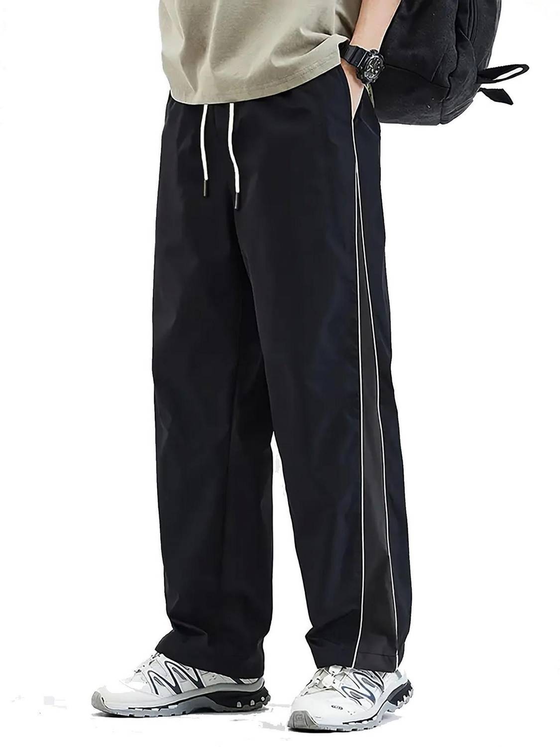 Adokedo Men Striped Black Track Pants