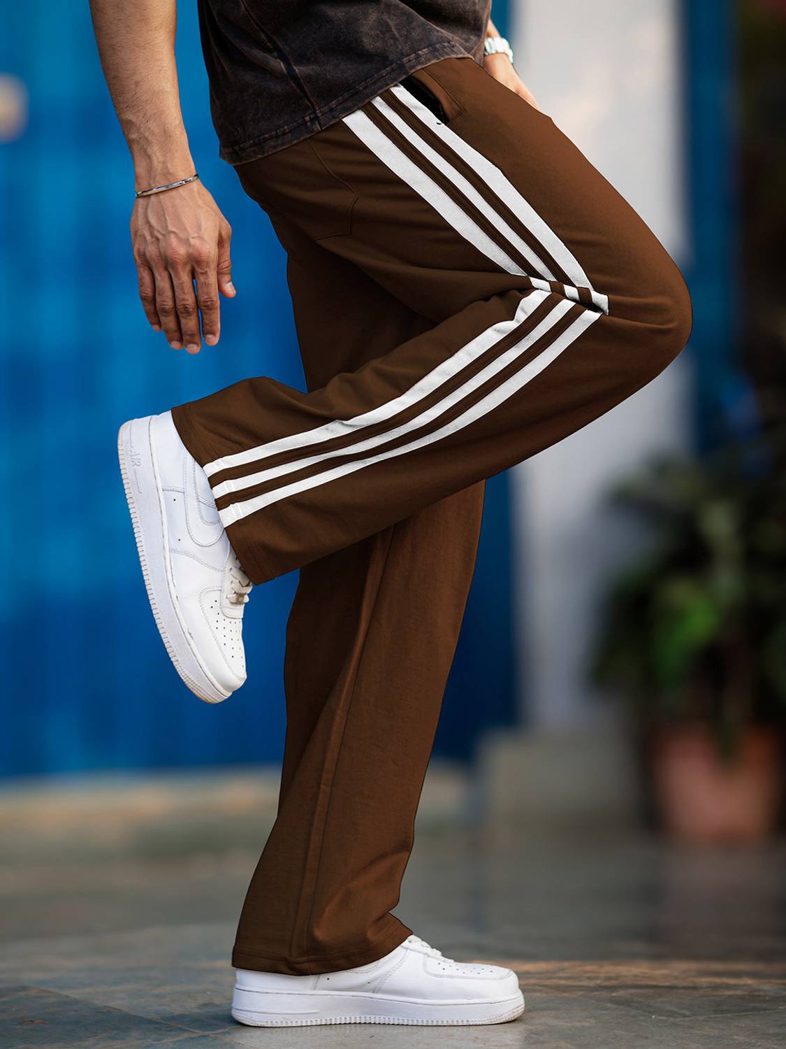 FOXTER Striped Brown Men Track Pants - Image 2
