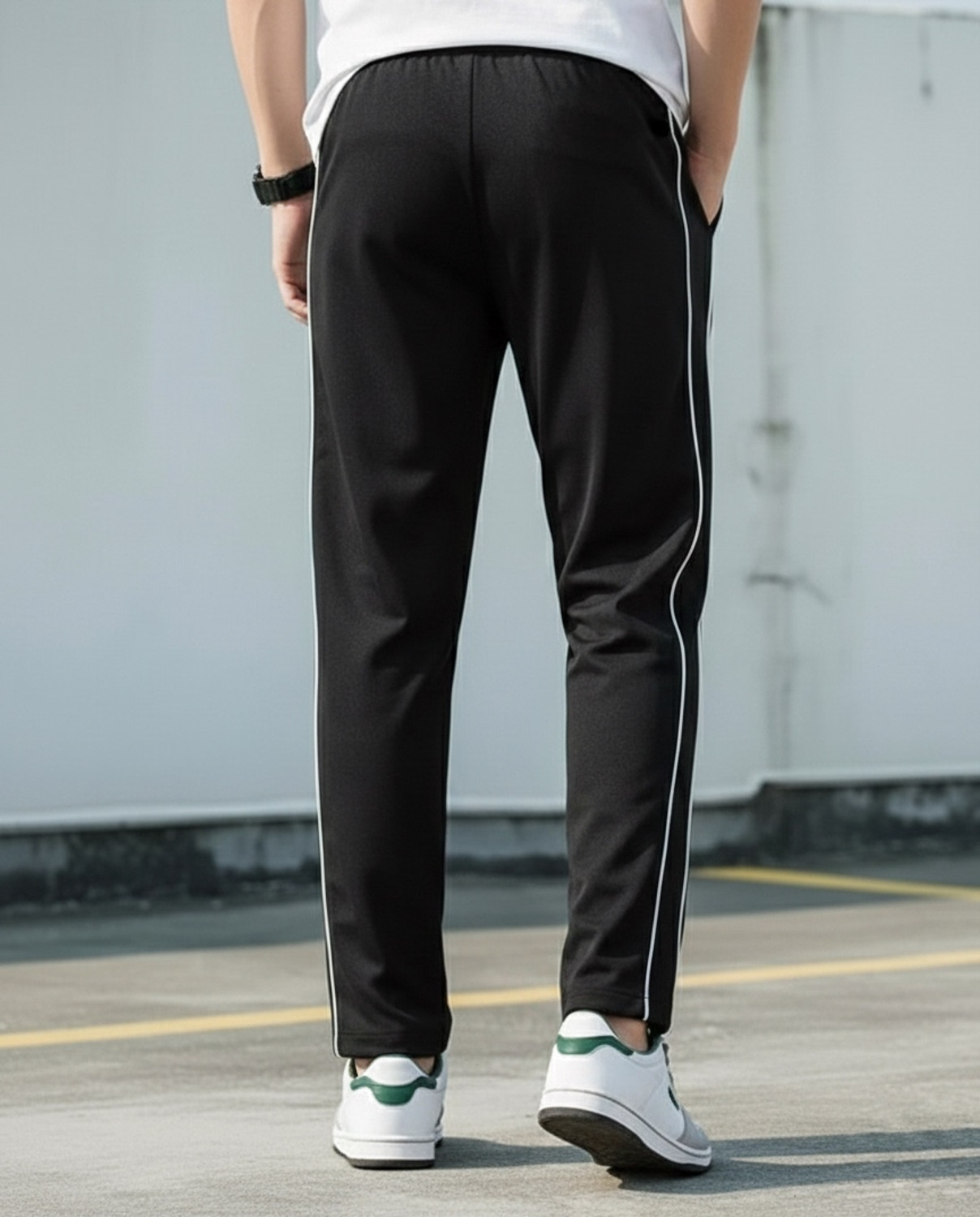 Image of Zimist Striped Men Black Track Pants