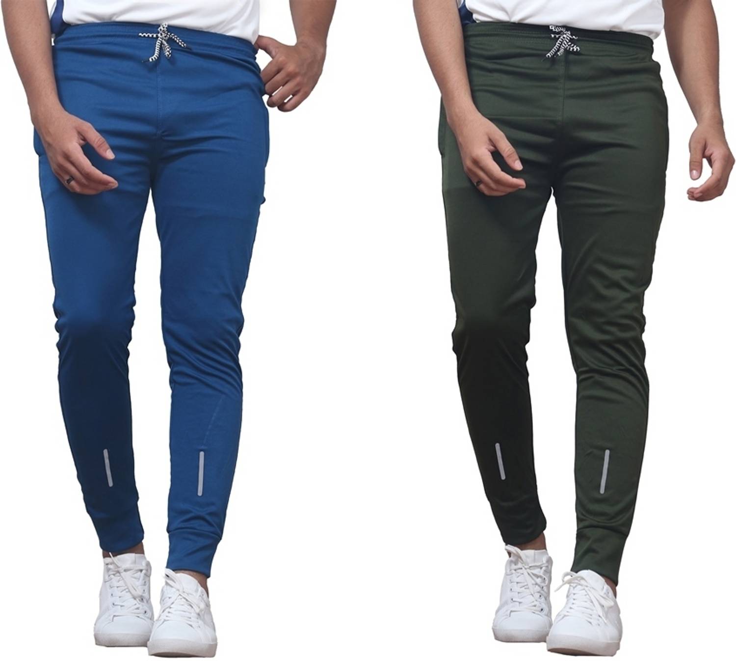 POPLENS Solid Men Blue, Dark Green Track Pants