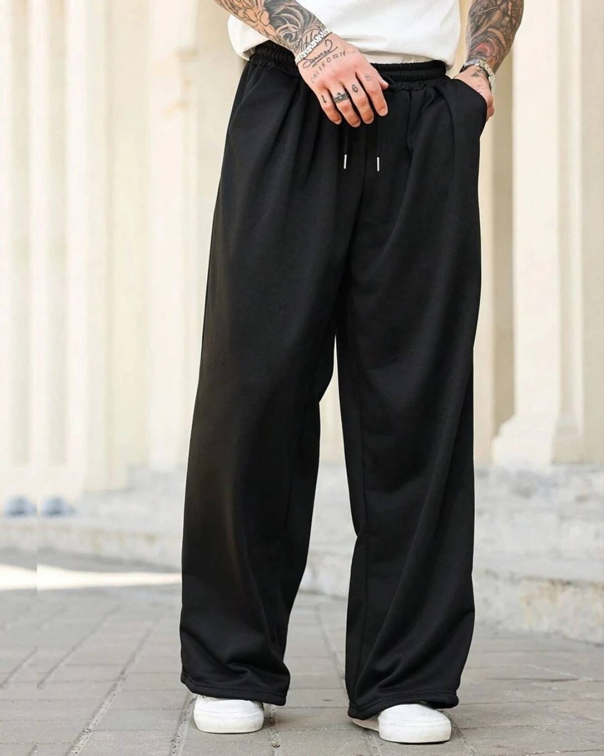 Stockton Loose Fit Black Trousers