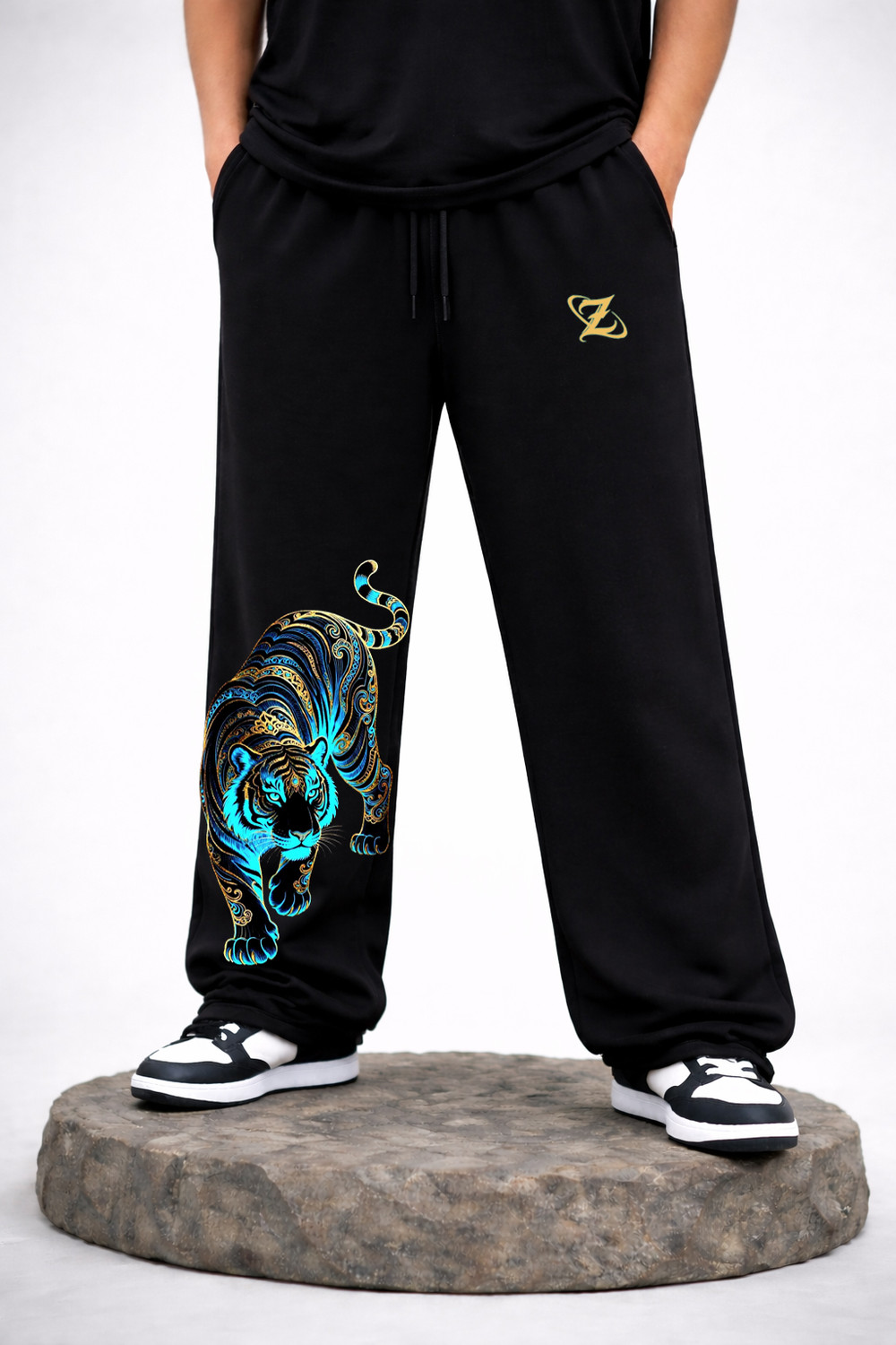 Image of ZEN1FASHION Printed Men Black Track Pants
