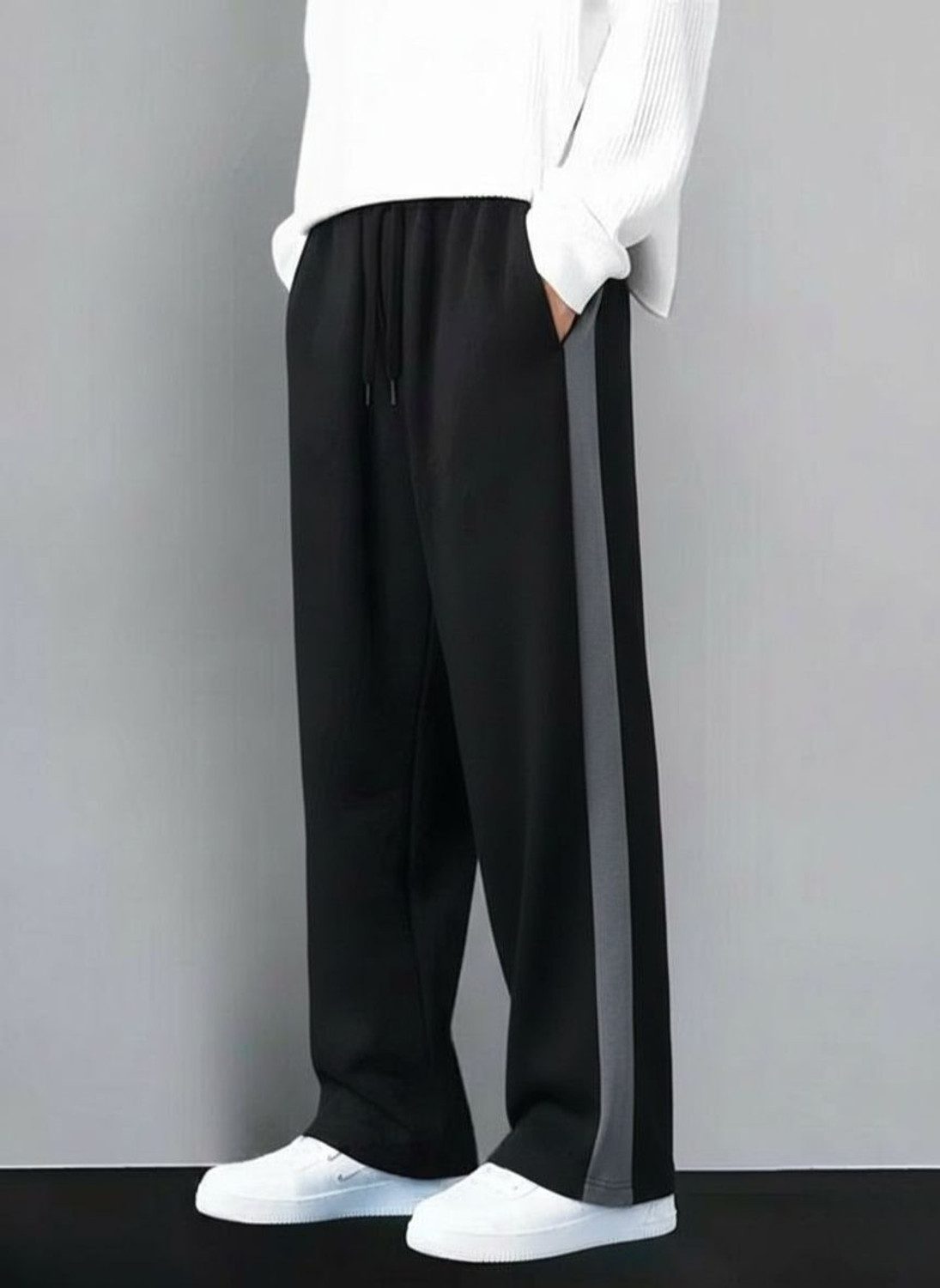 Image of Venner Solid Men Grey, Black Track Pants