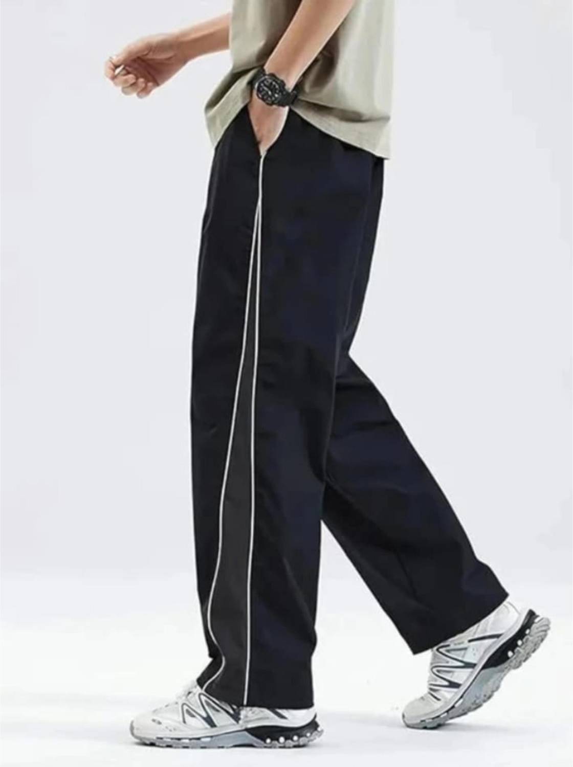 jocker Men Black Striped Track Pants - Image 1