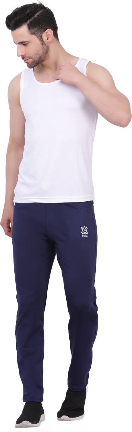 Breezly Solid Men Blue Track Pants