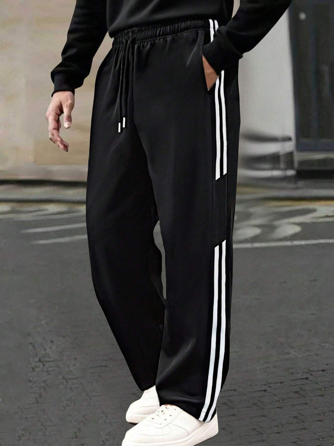 Image of Luxekicks Solid Men Black Track Pants