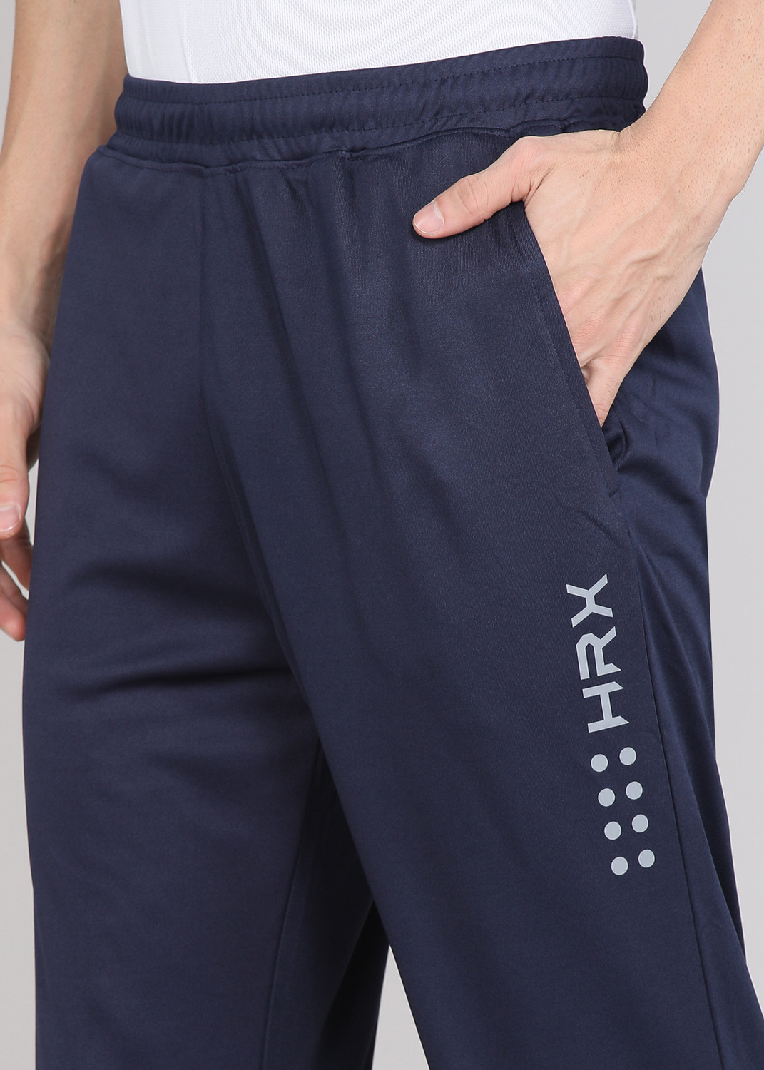 Image of HRX by Hrithik Roshan Graphic Print Men Dark Blue Track Pants