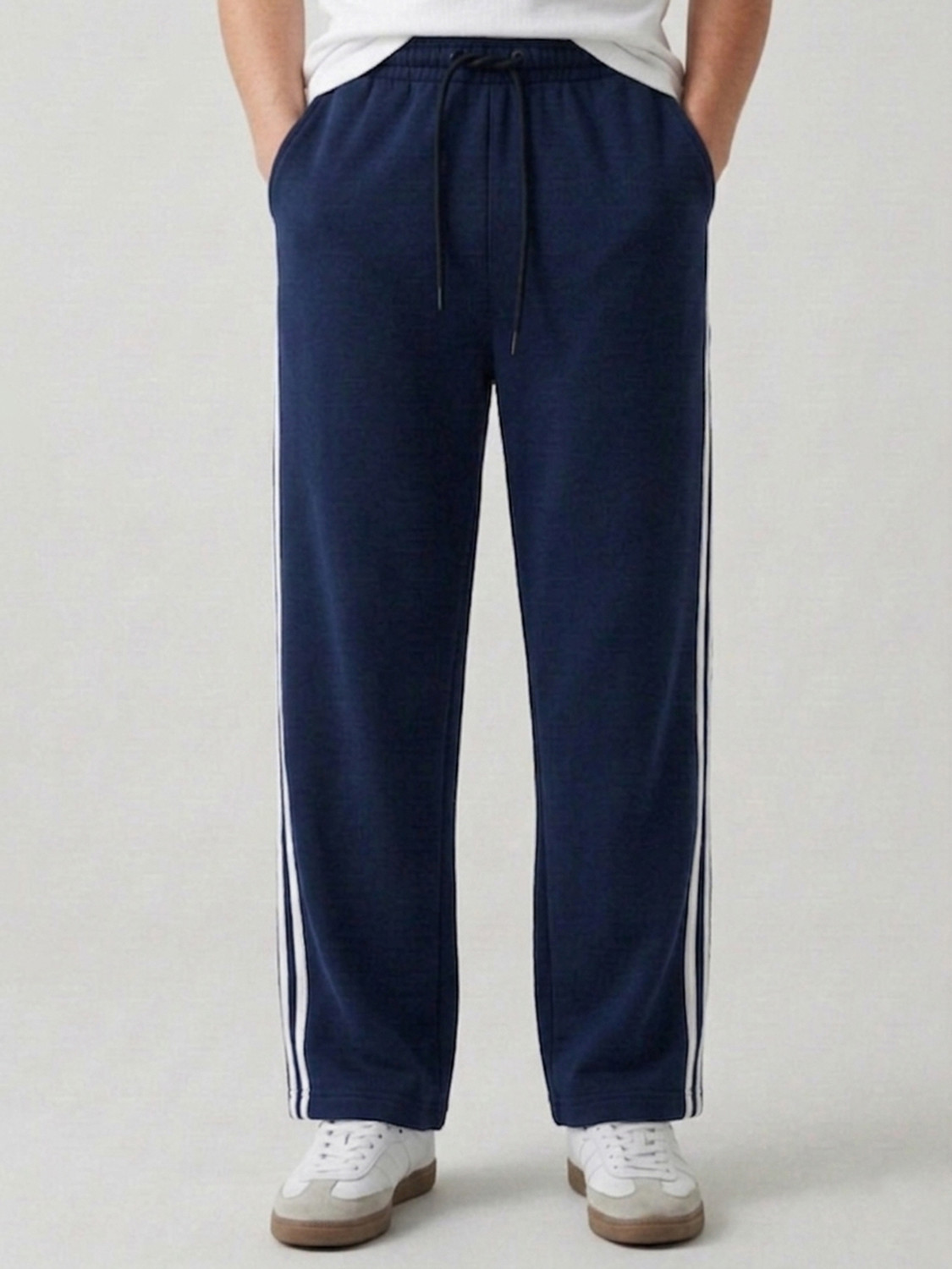 Image of MEKNYE Striped Men Dark Blue Track Pants
