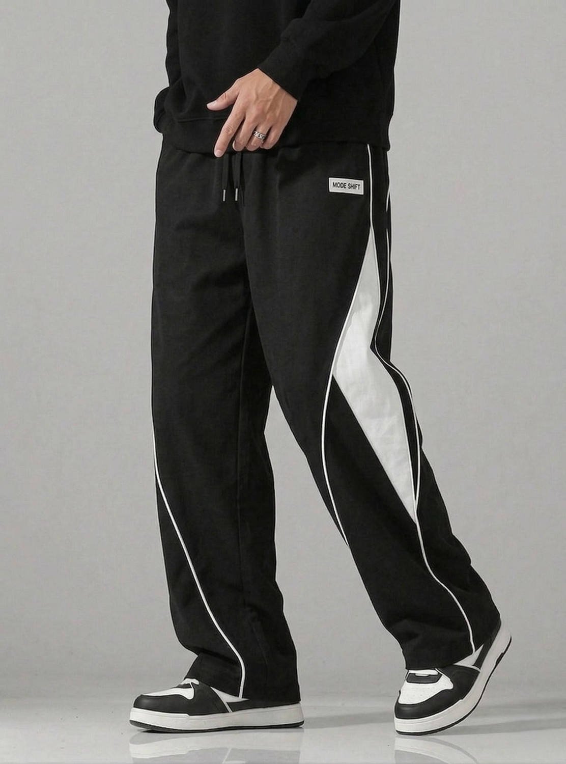 Image of MODESHIFT Striped Men White, Black Track Pants