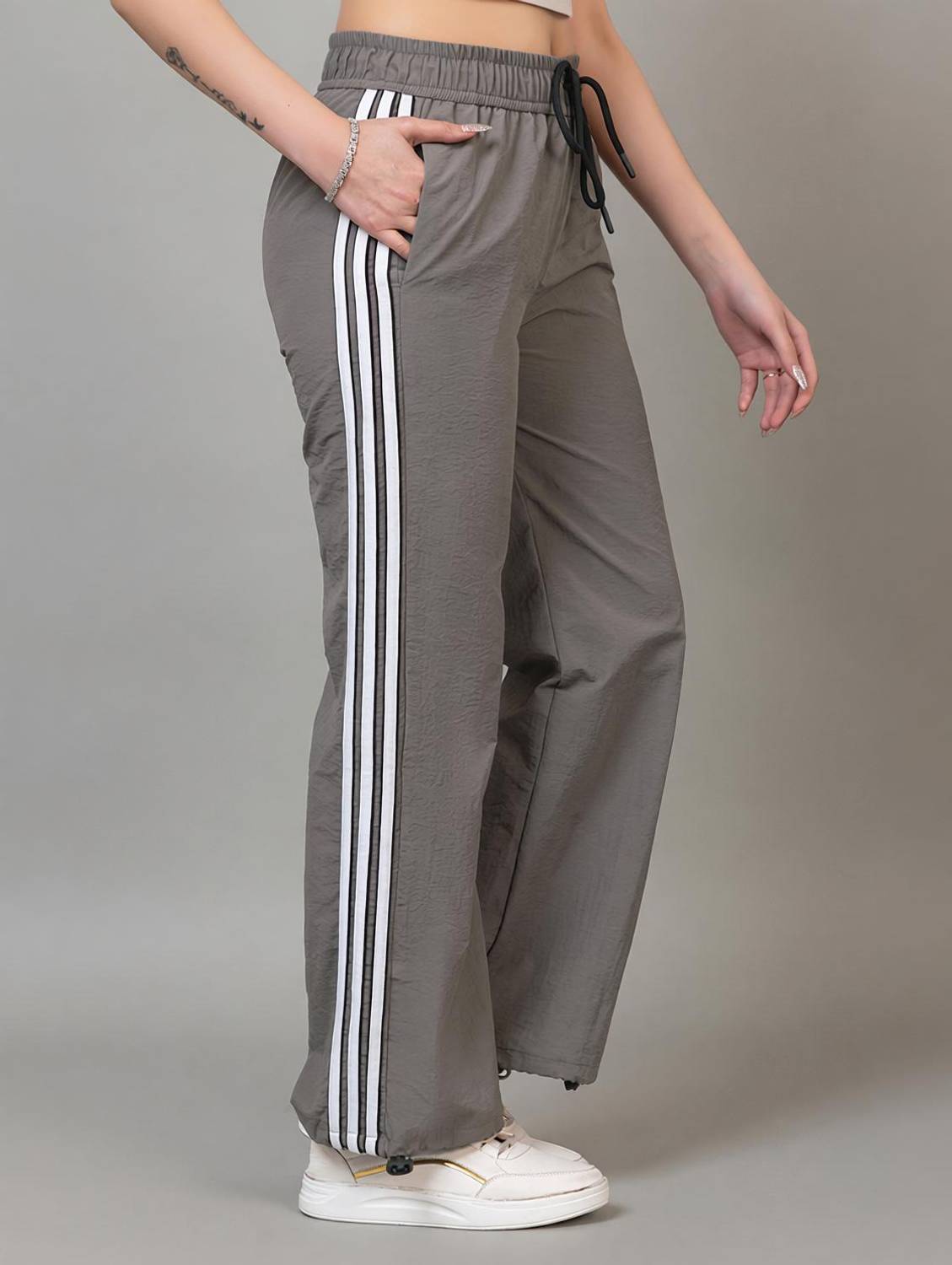 BAYSTREET Striped Women Grey Track Pants