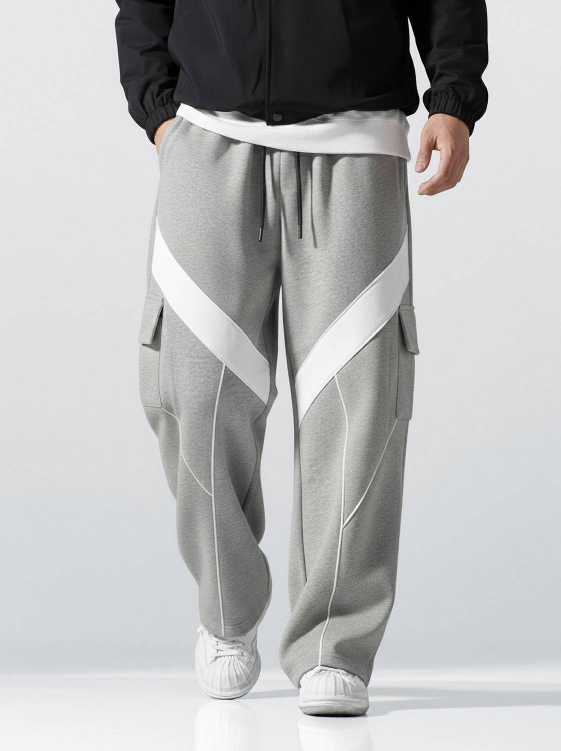 TRIPR Colorblock Men Grey, White Track Pants