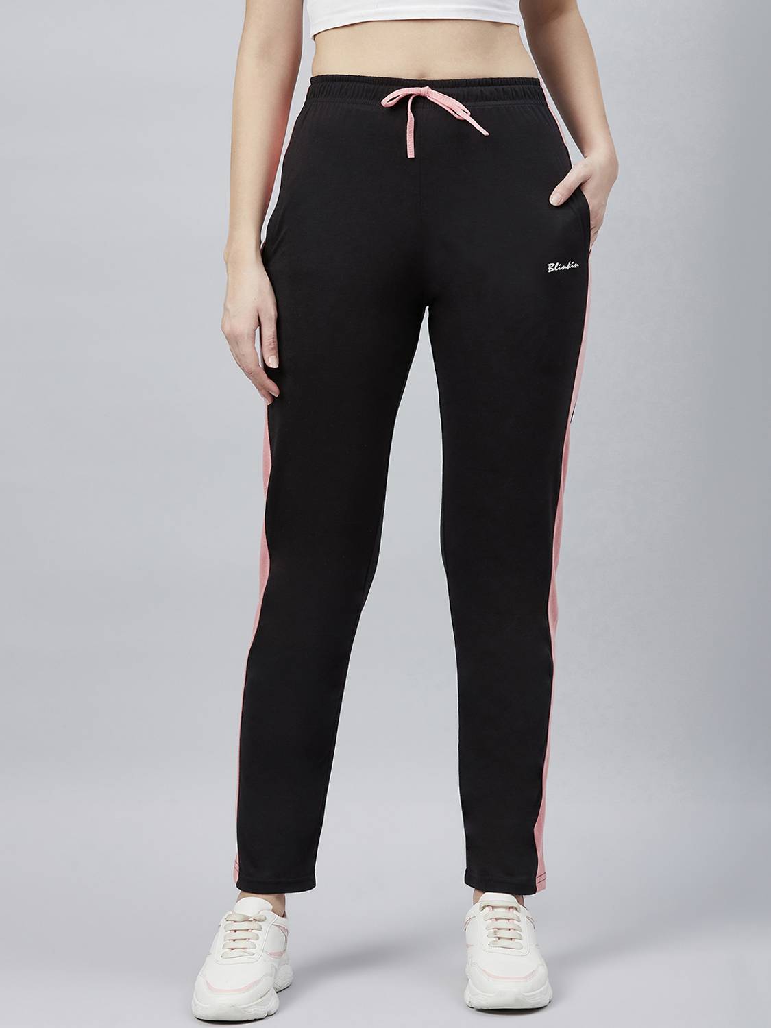 BLINKIN Striped Women Black Track Pants