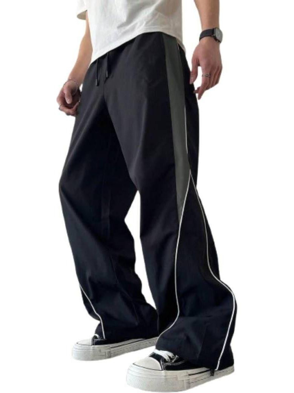 Image of The Modern Soul Self Design Men Black Track Pants