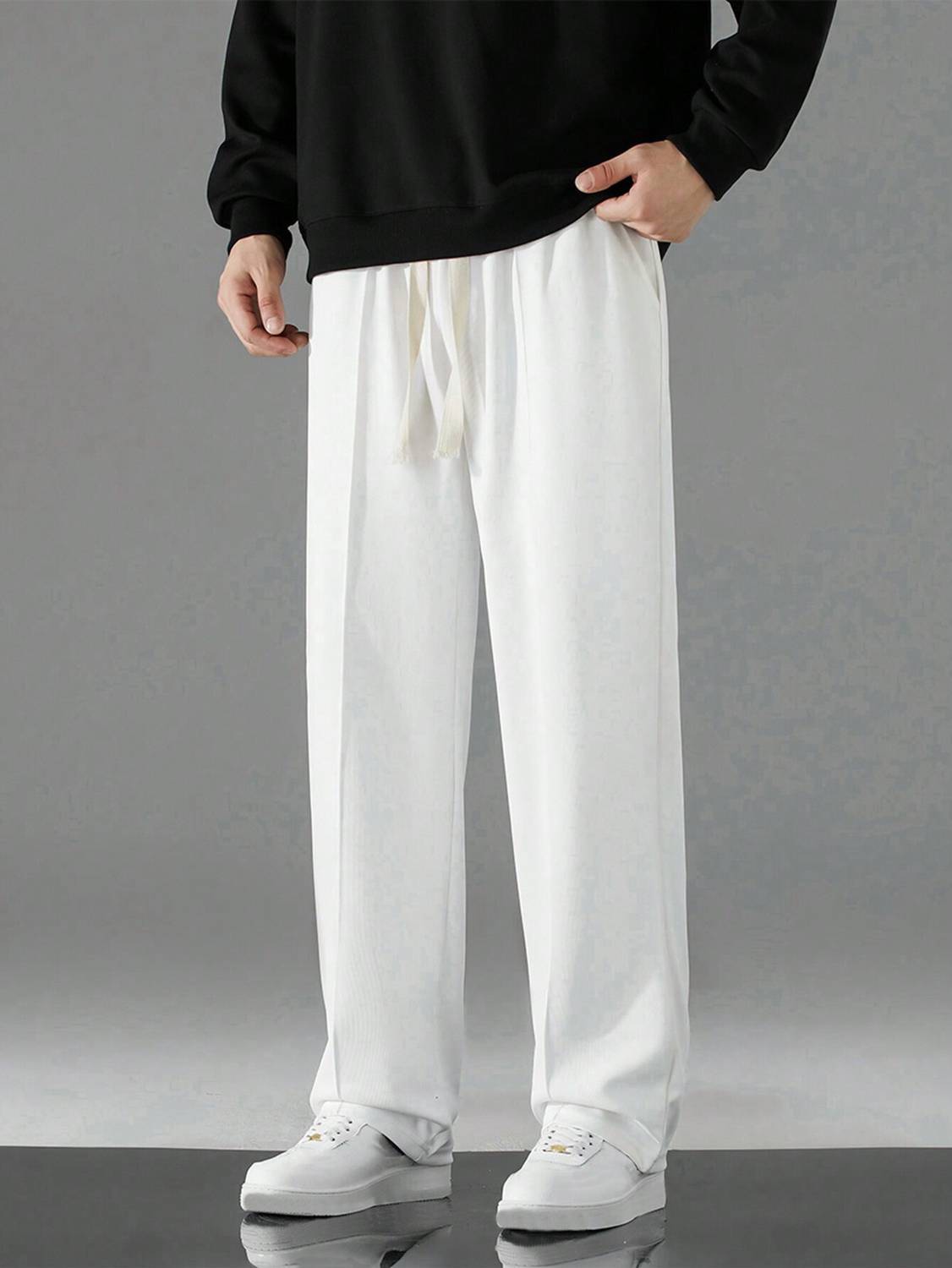 Paralians Men's Solid White Track Pants - Image 1