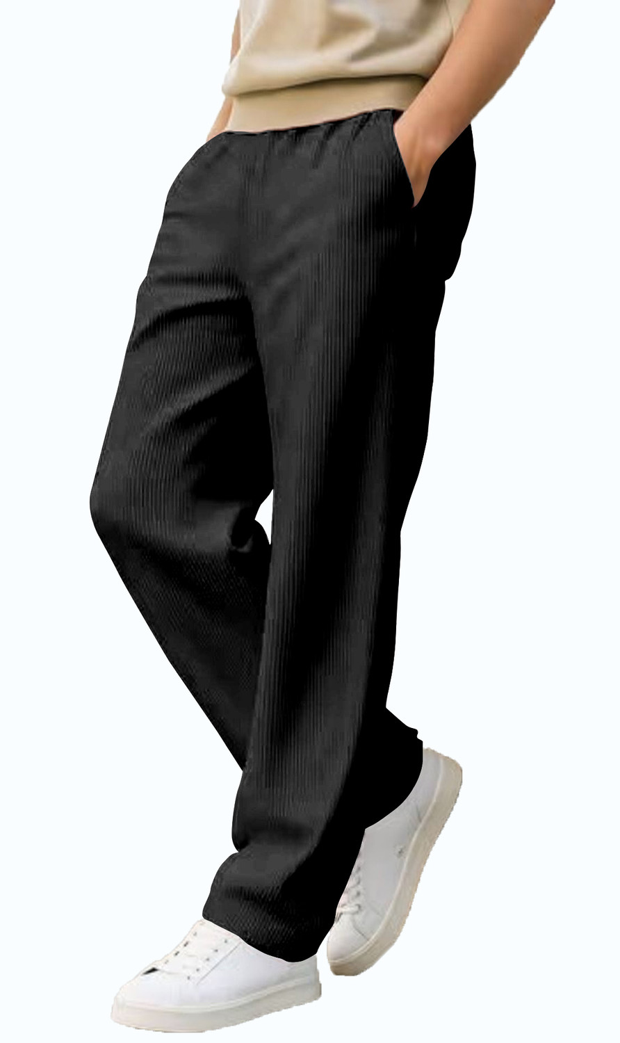 Image of COMBRAIDED Solid Men Black Track Pants