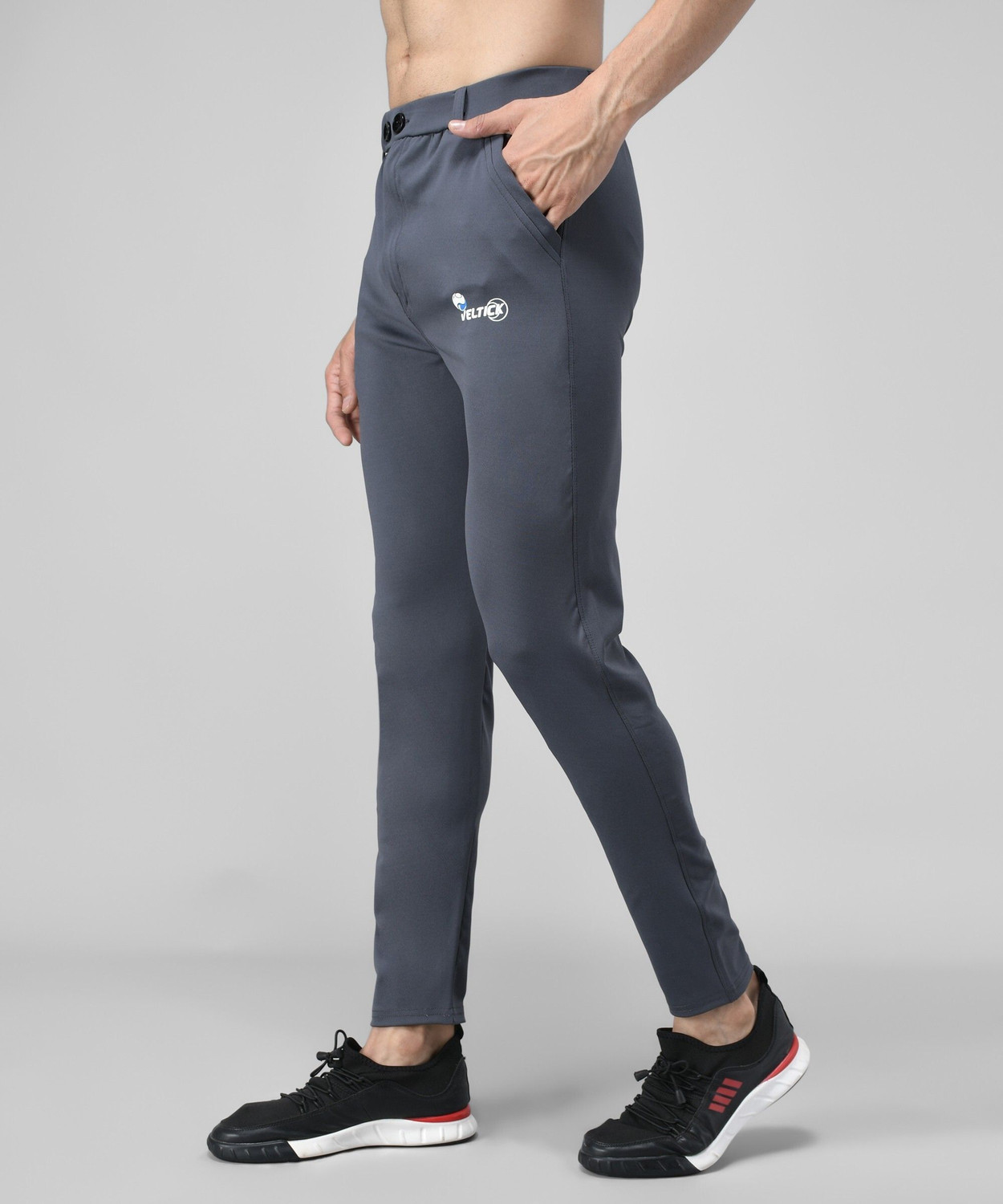 Image of Veltick Solid Men Grey Track Pants