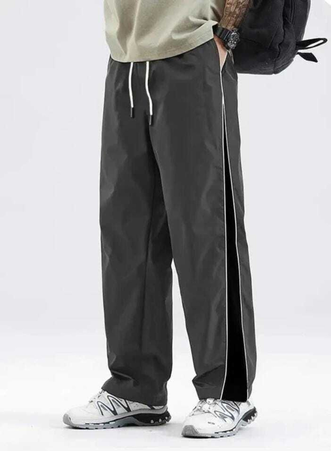 Image of HEATGO Striped Men Grey Track Pants