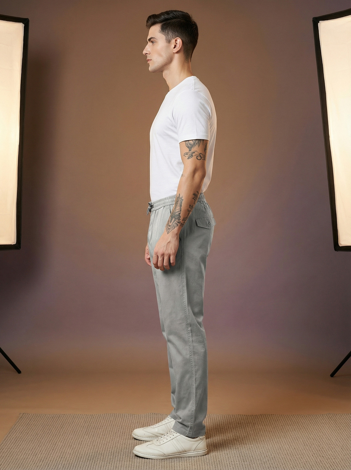 Image of METRONAUT Solid Men Grey Track Pants