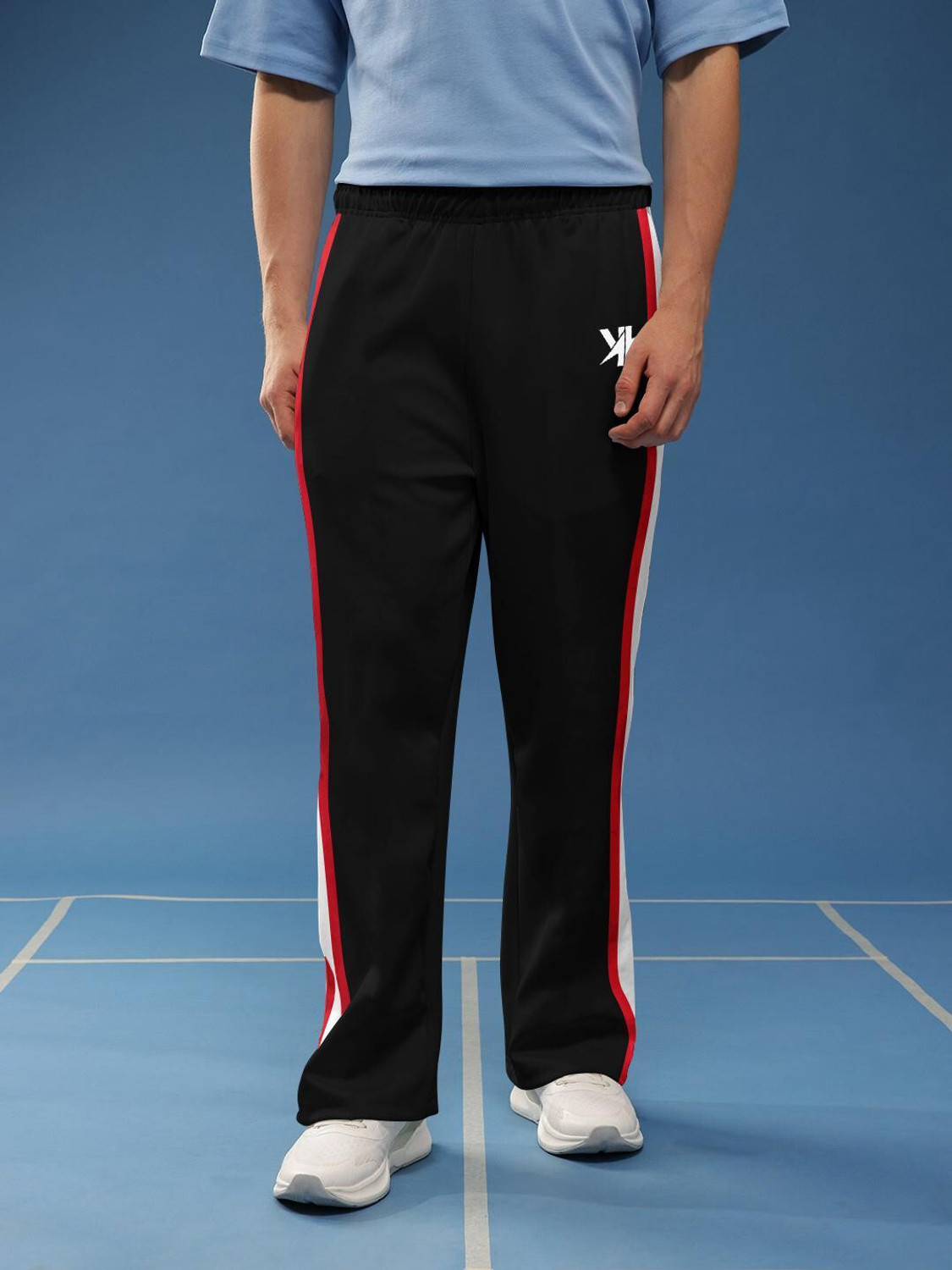 Image of VESTIO Striped Men Black Track Pants
