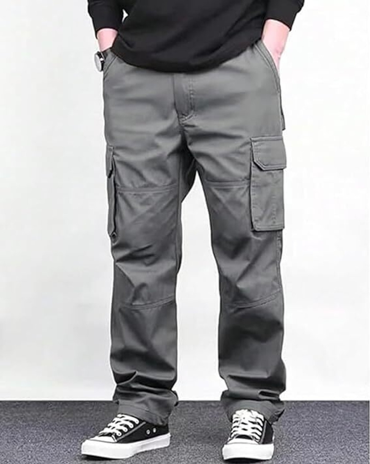 Image of SATVISH Men Solid Grey Track Pants