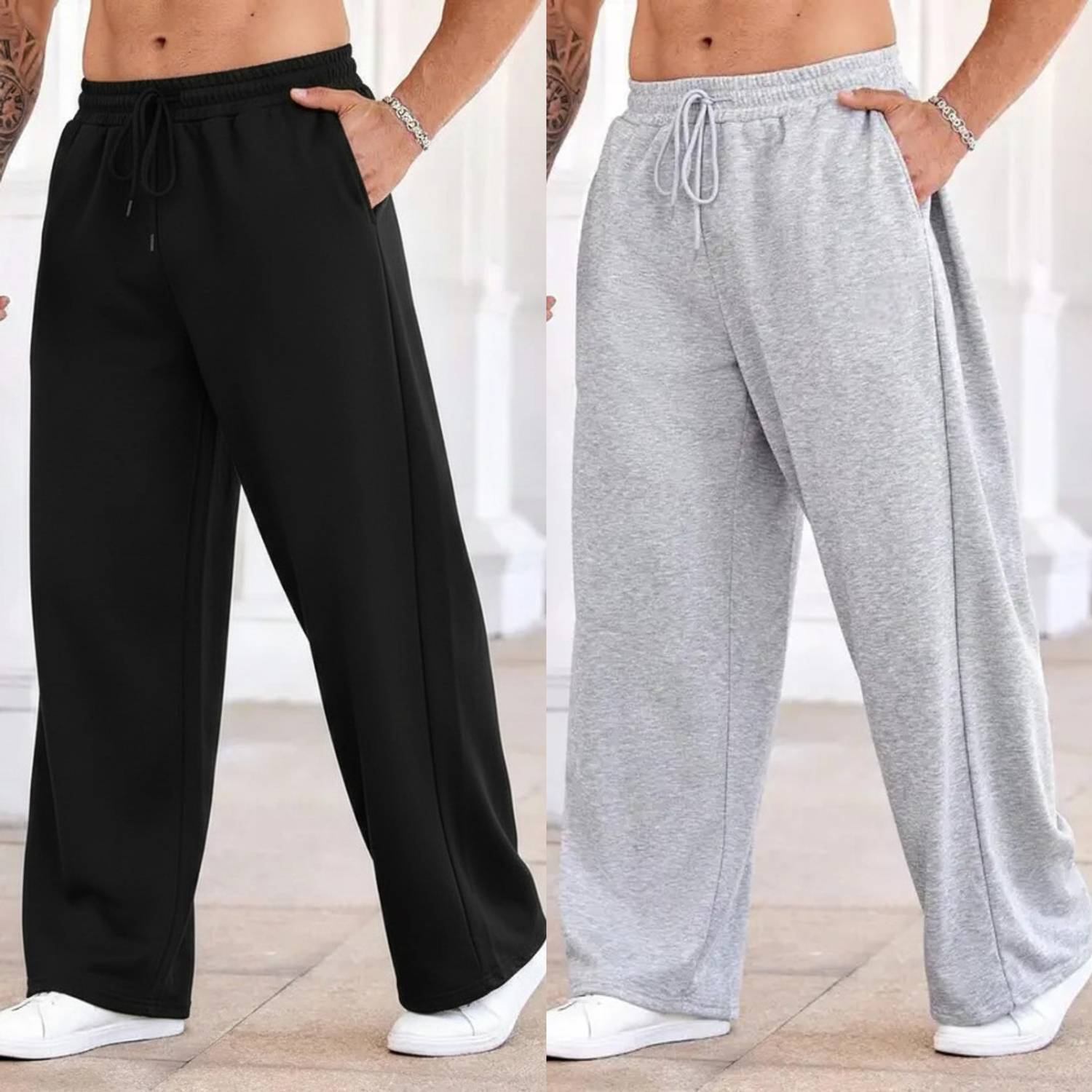 TIROMI Men Black, Grey Track Pants Pack of 2 - Image 3