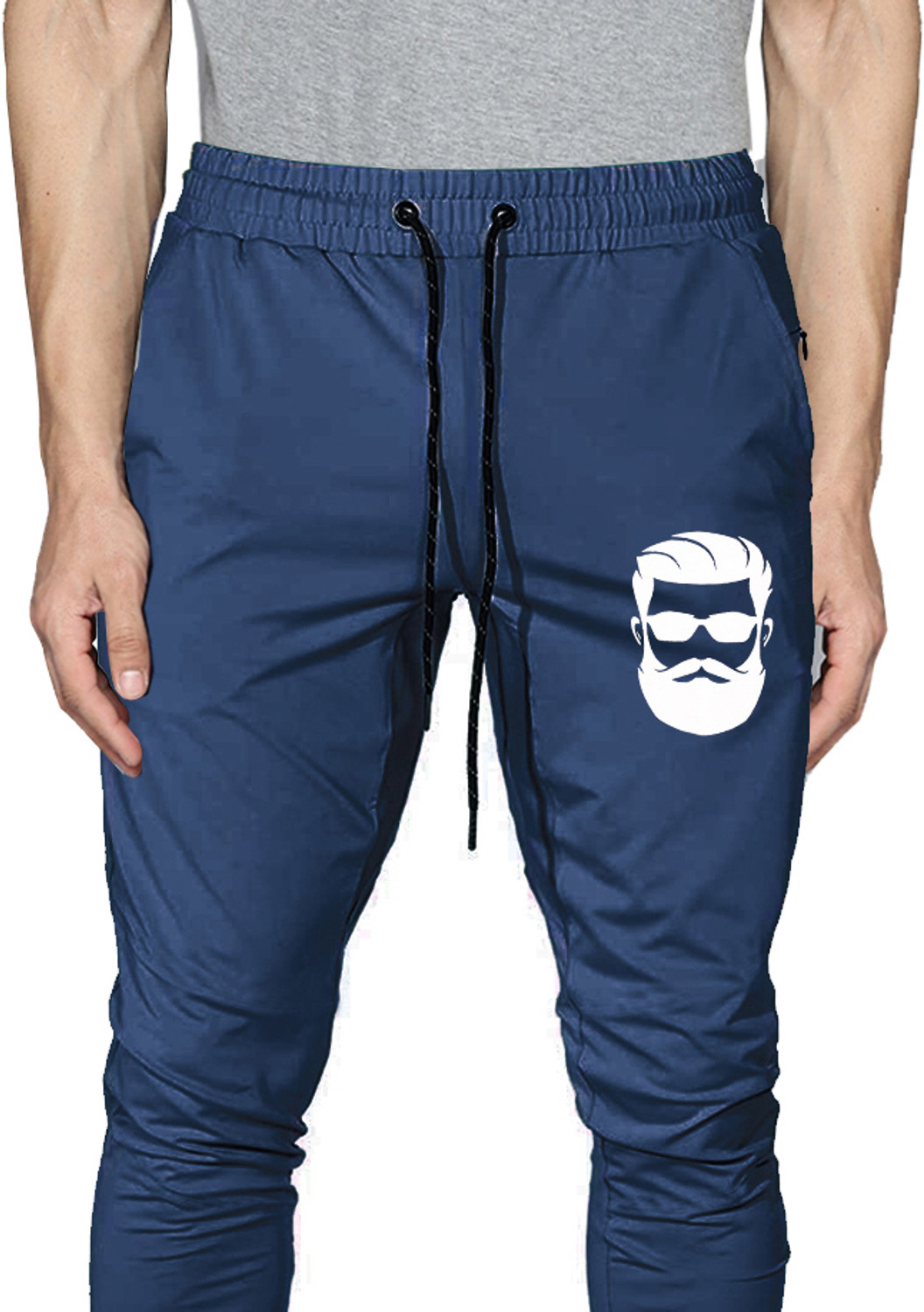 Image of AVOLT Printed Men Blue Track Pants