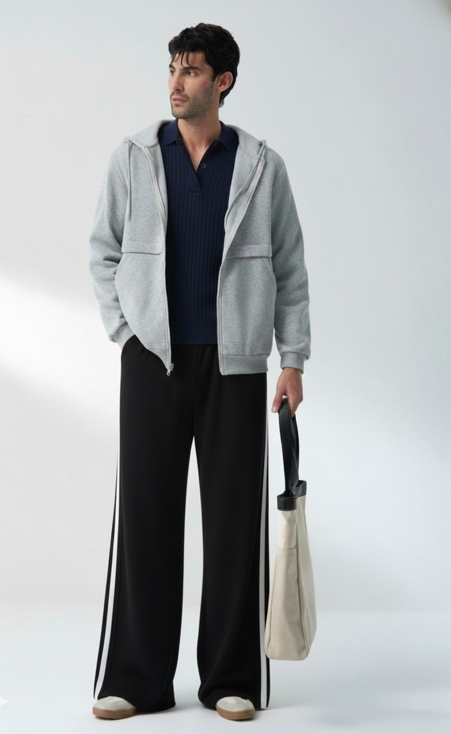 Image of Dockstreet Solid, Striped Men White Track Pants
