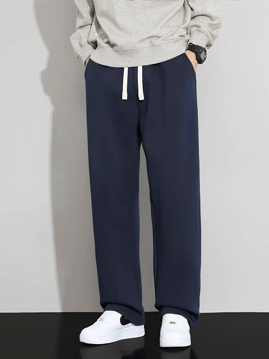 AARADH Solid Men Dark Blue Track Pants