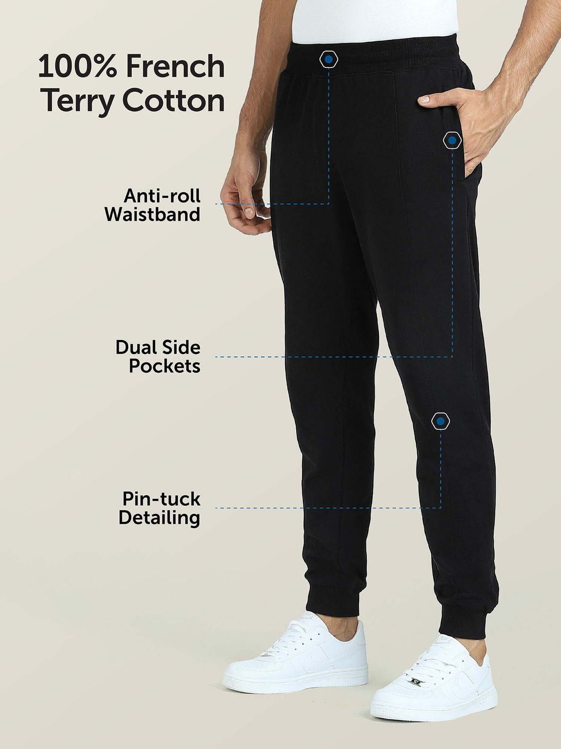 Image of XYXX Solid Men Black Track Pants
