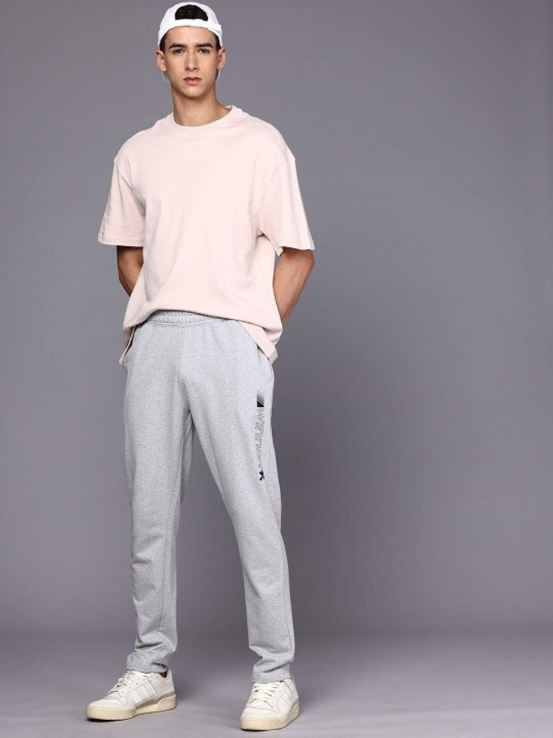 Image of HRX by Hrithik Roshan Printed Men Grey Track Pants