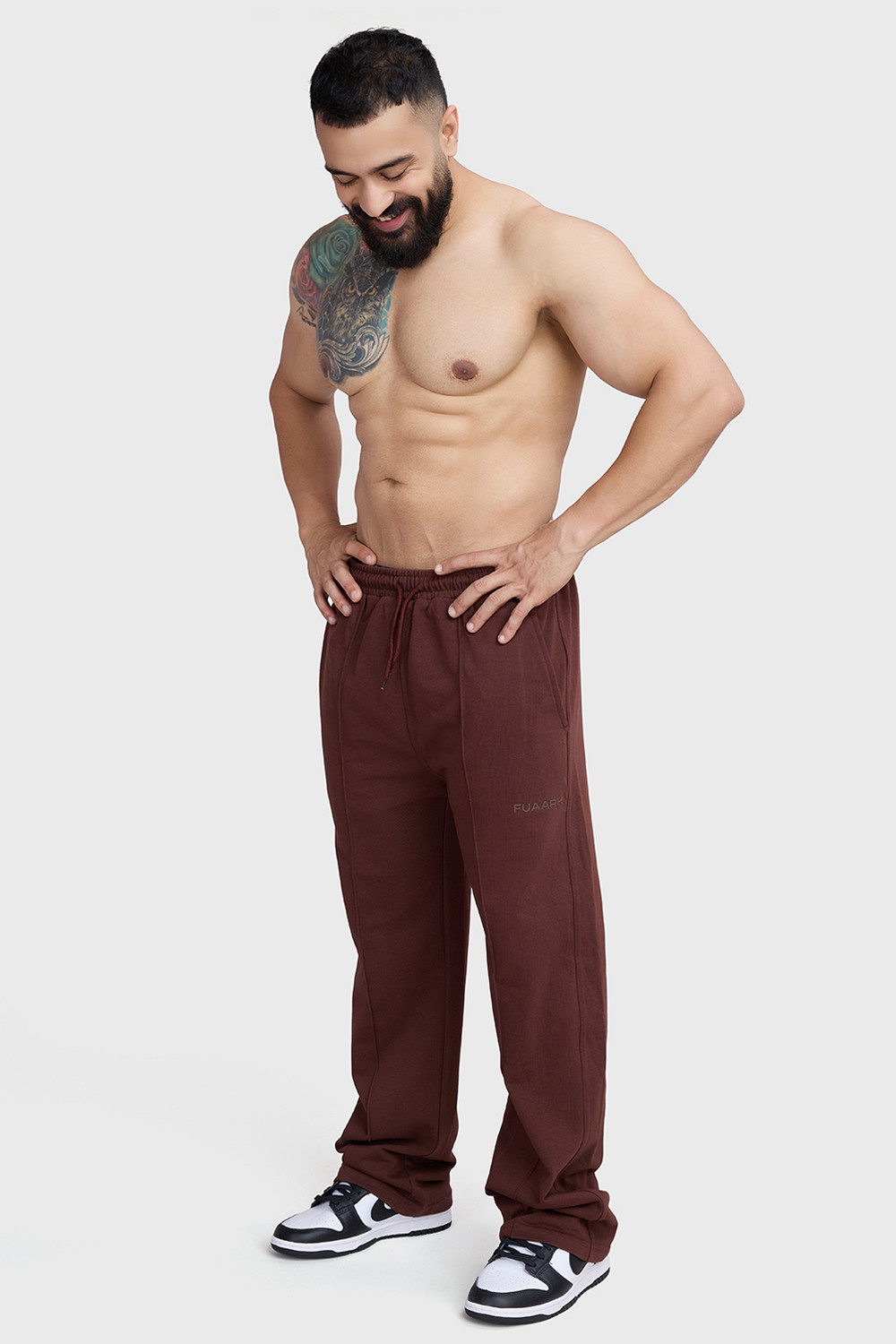 Image of FuaarK Solid Men Brown Track Pants
