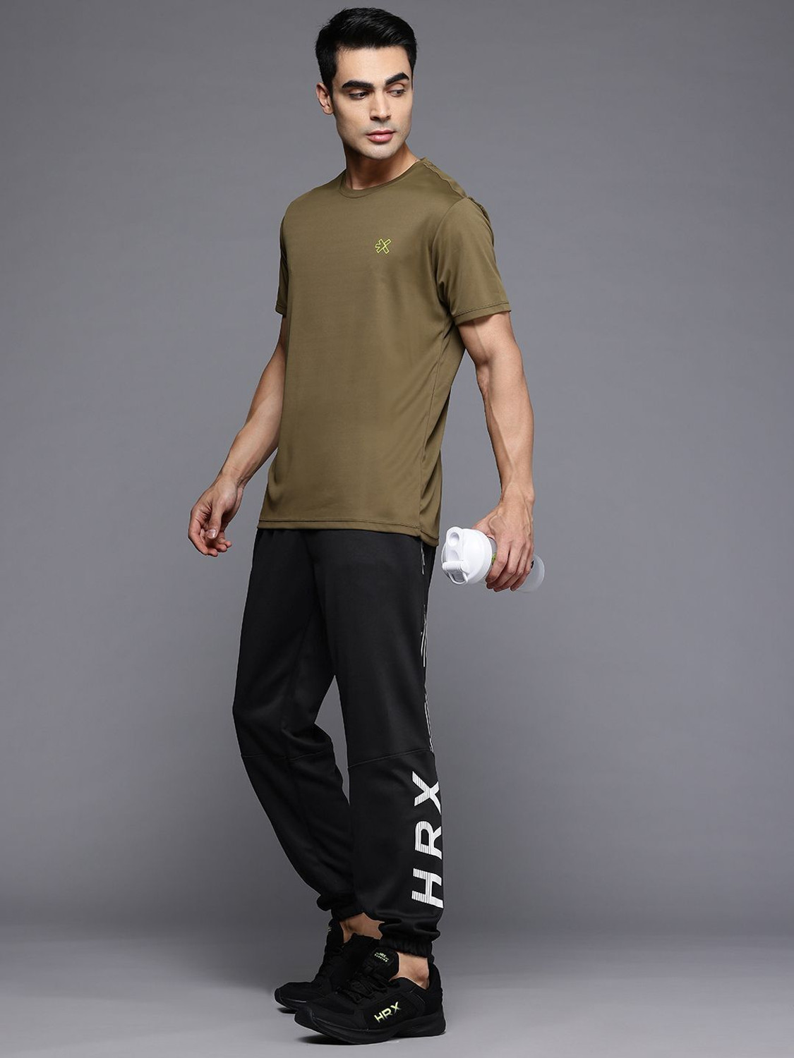 Image of HRX by Hrithik Roshan Printed Men Black Track Pants