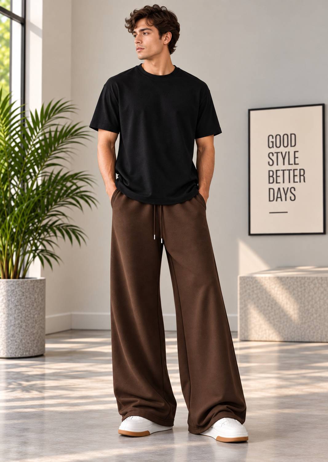 Sanvali Saloni Solid Men Brown Track Pants - Image 4