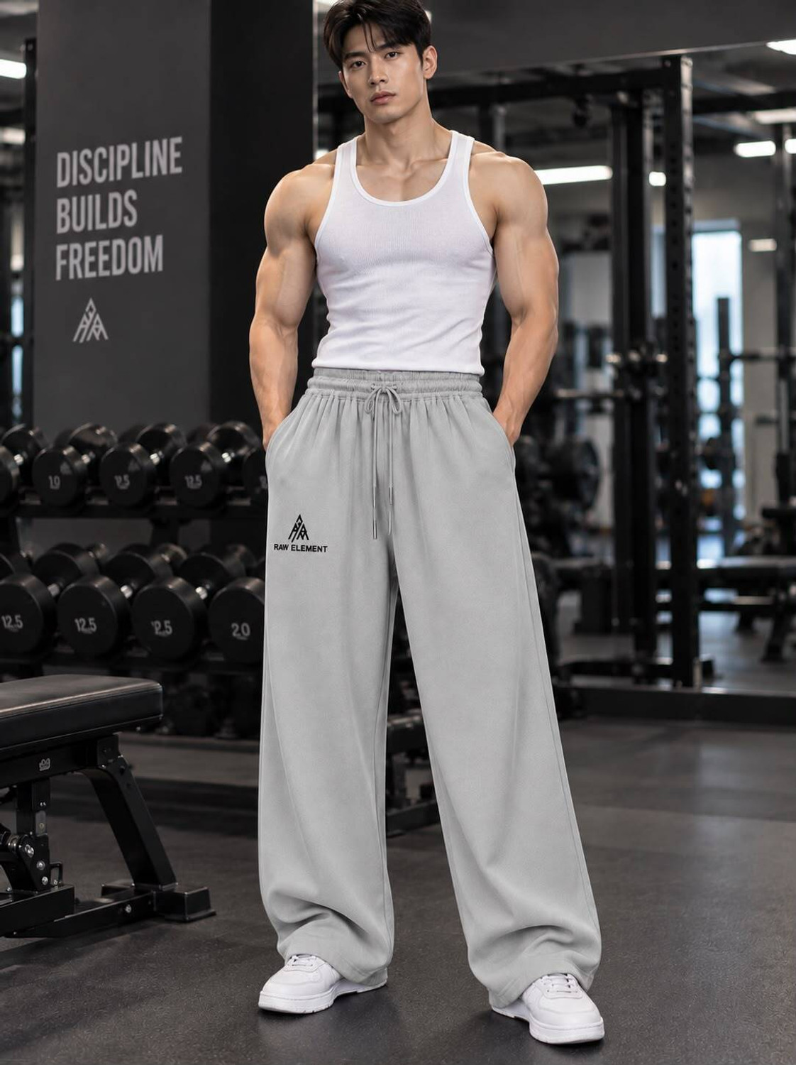 Image of Raw Element Men & Women Solid Black, Grey Track Pants
