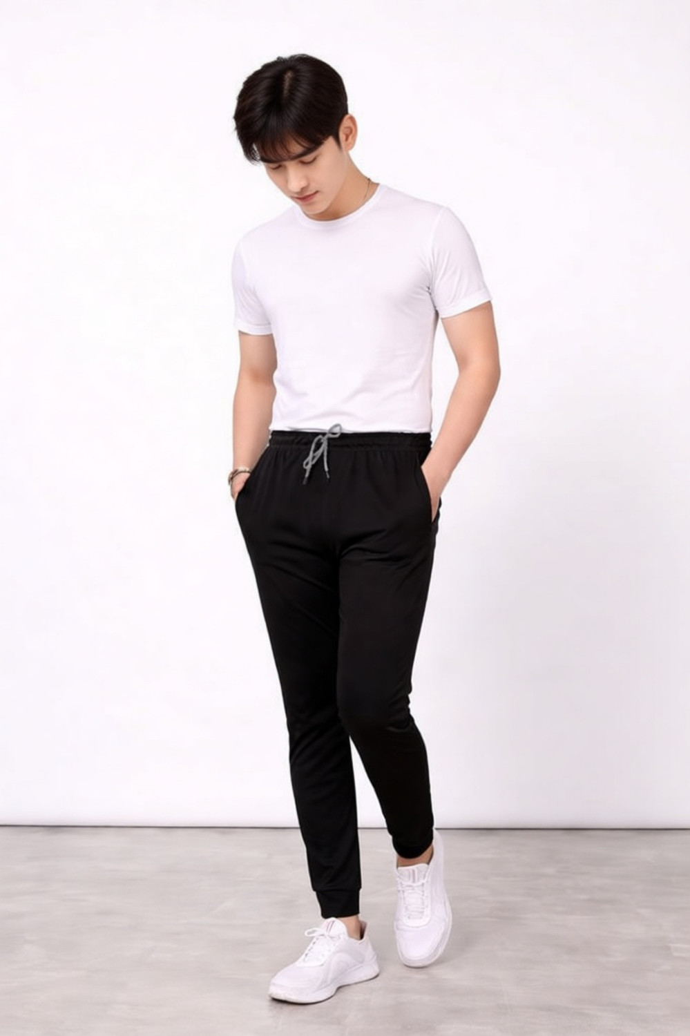 Image of Kashvi Solid Men Black Track Pants