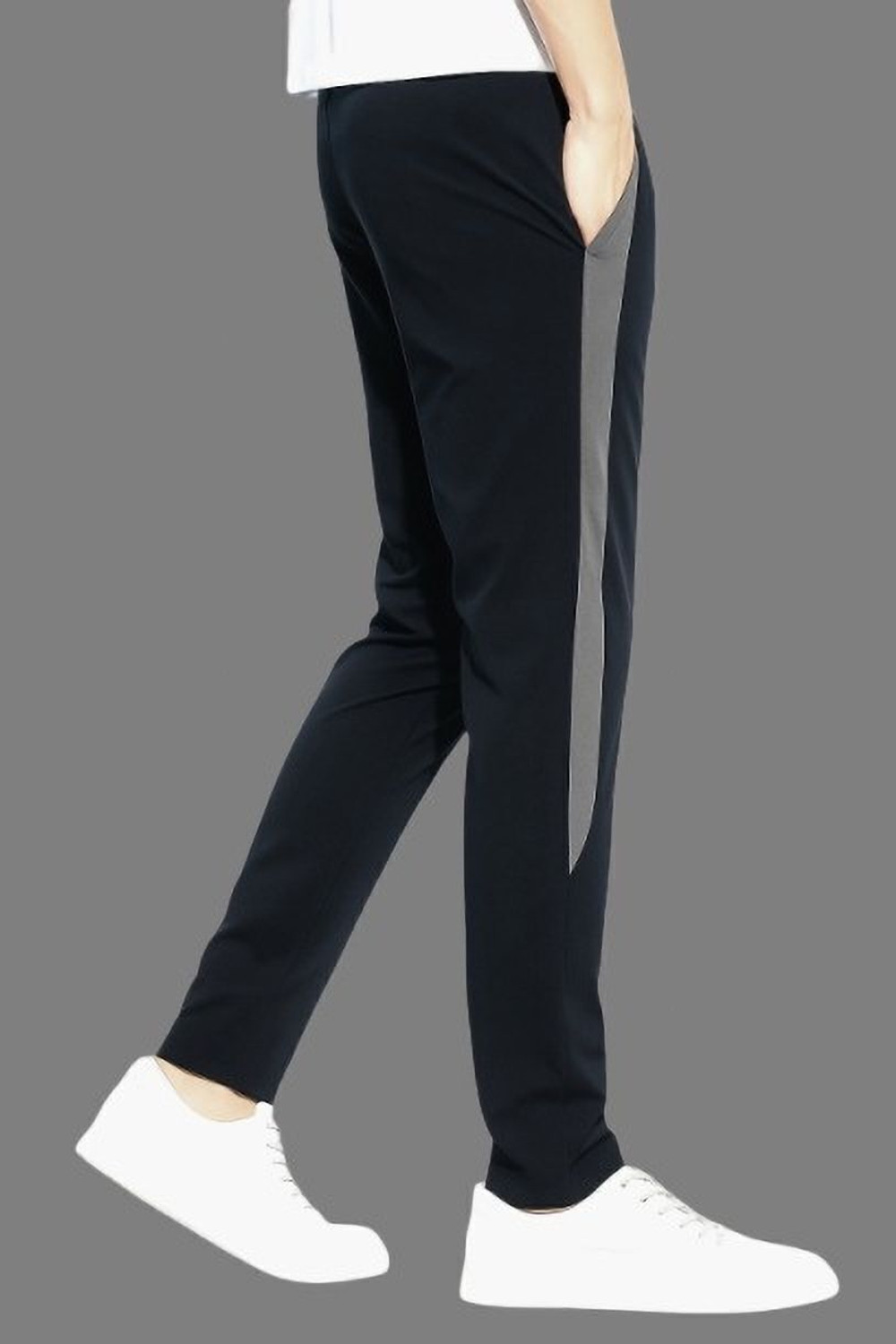 Image of YUNEK Colorblock Men Black Track Pants