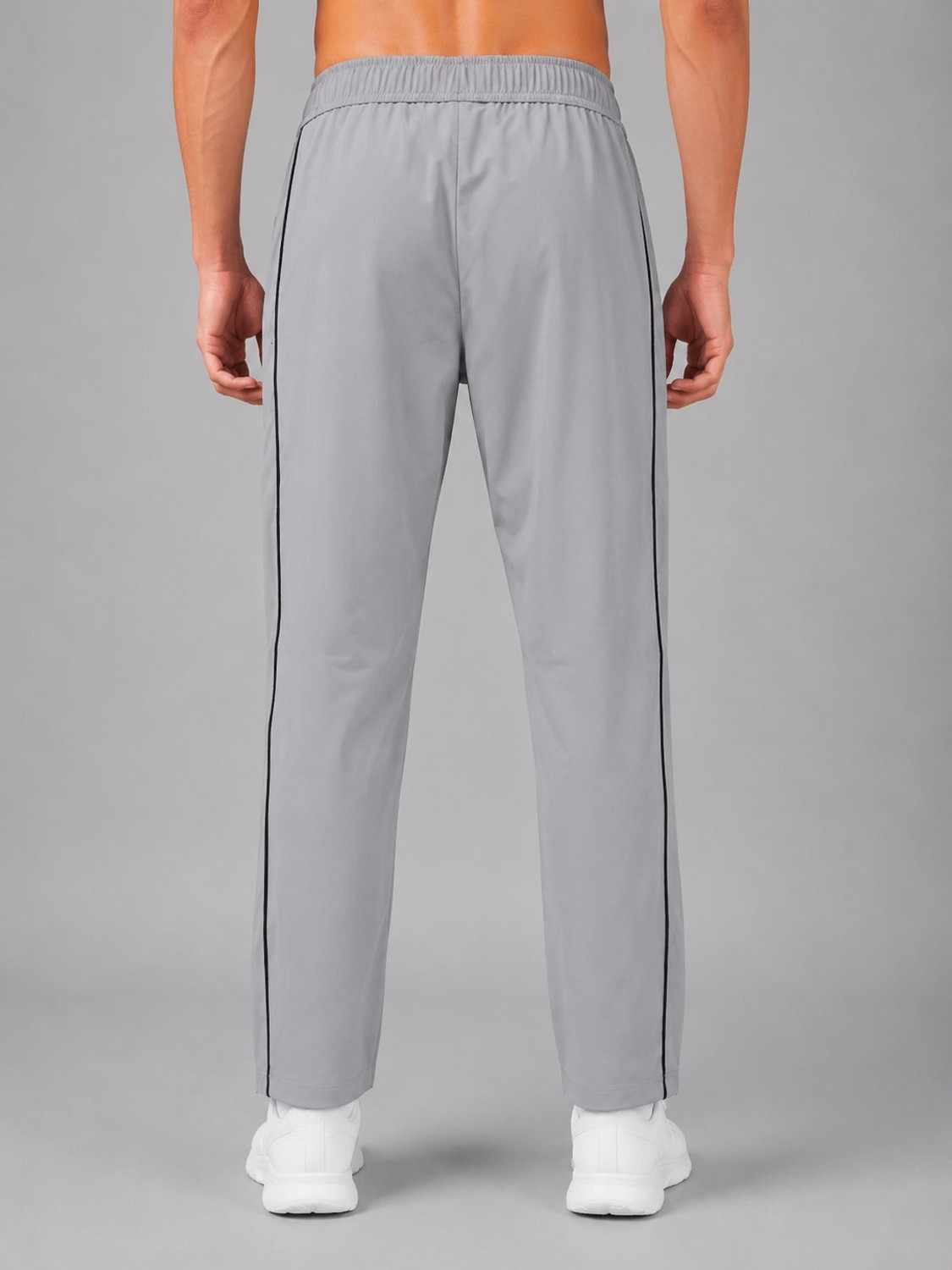 Image of HRX by Hrithik Roshan Striped Men Grey Track Pants